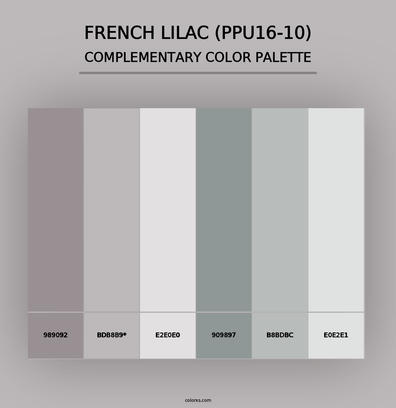 French Lilac (PPU16-10) - Complementary Color Palette