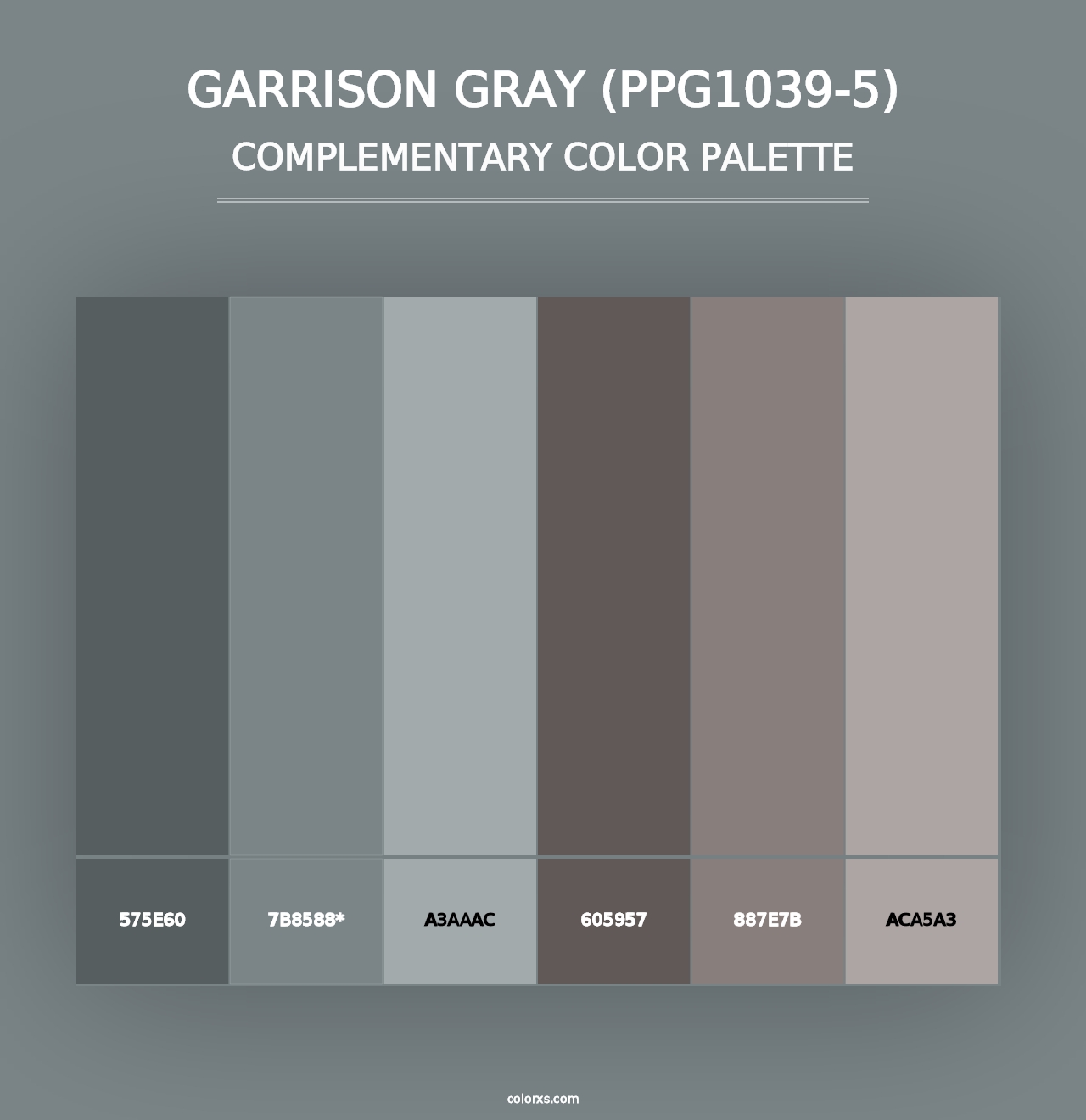 Garrison Gray (PPG1039-5) - Complementary Color Palette