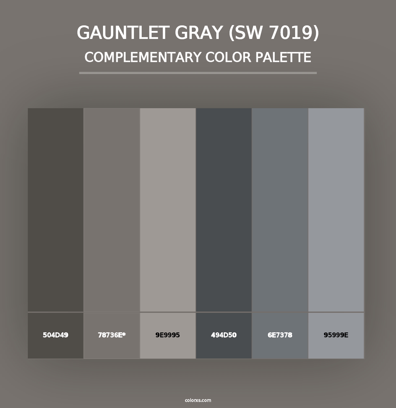 Gauntlet Gray (SW 7019) - Complementary Color Palette