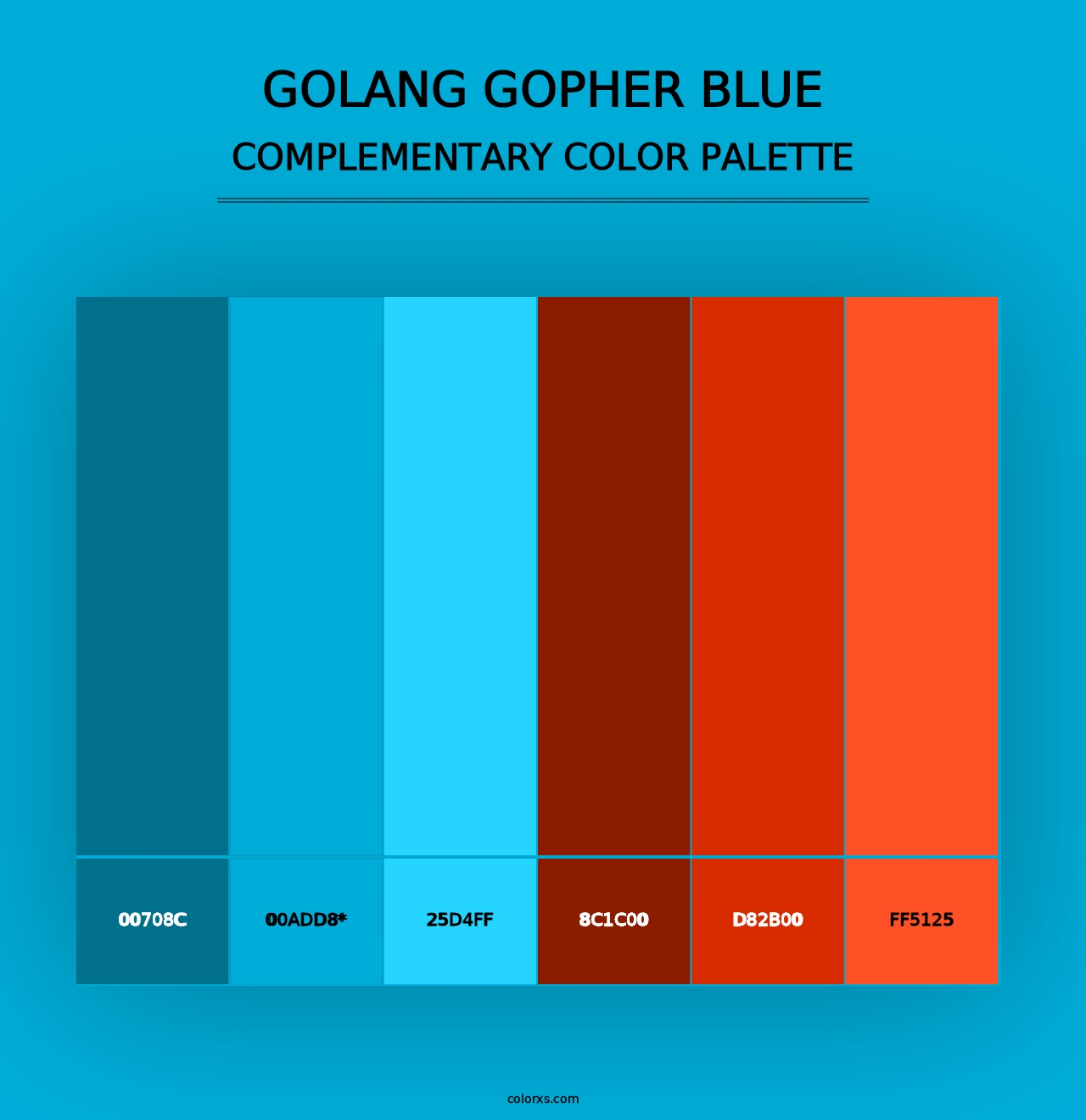 Golang Gopher Blue - Complementary Color Palette