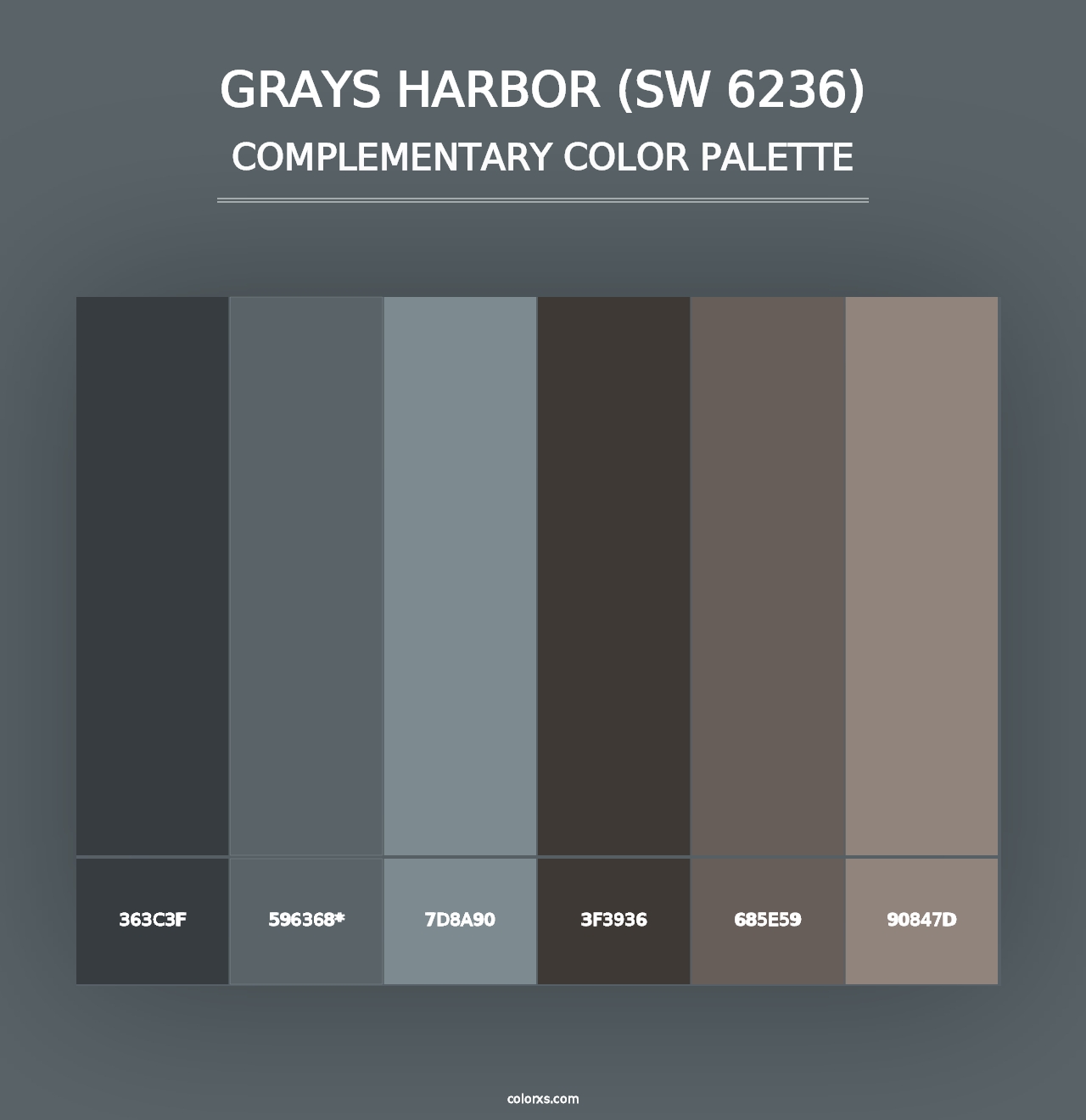 Grays Harbor (SW 6236) - Complementary Color Palette