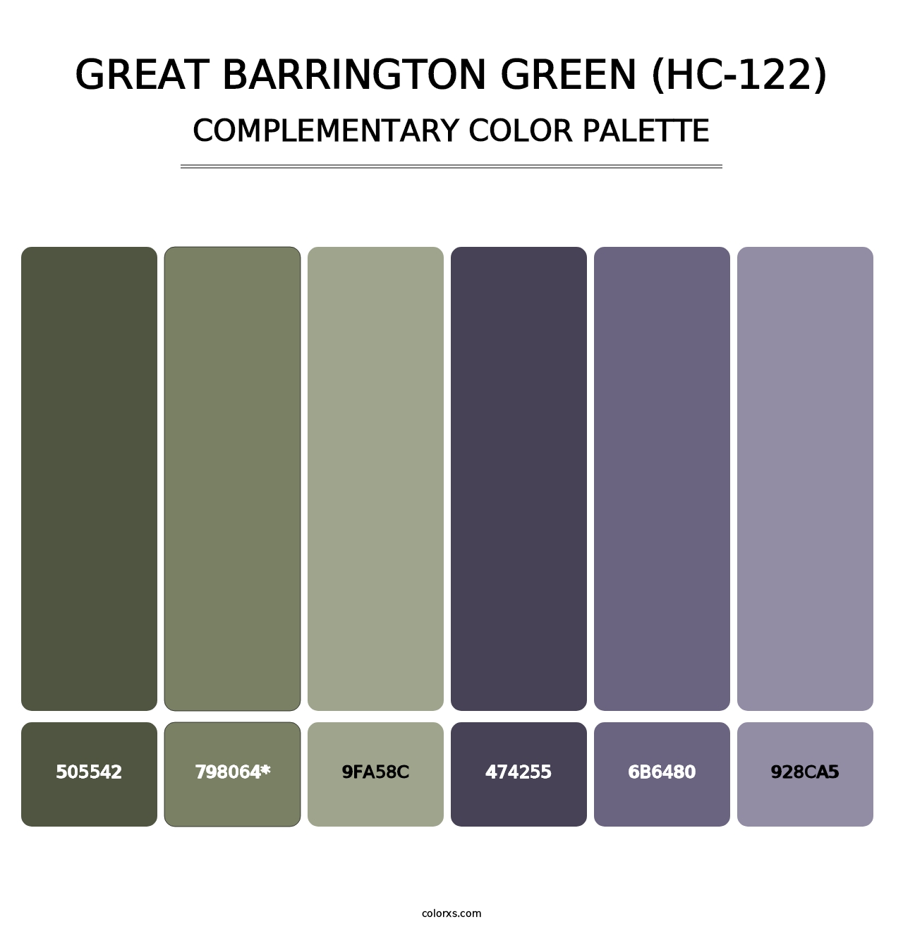 Great Barrington Green (HC-122) - Complementary Color Palette