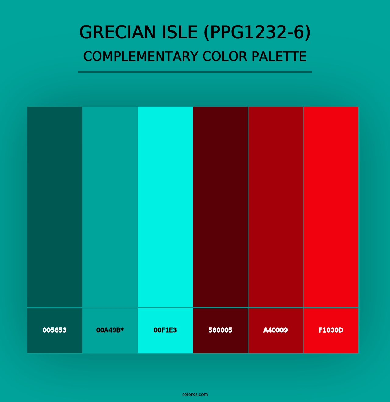 Grecian Isle (PPG1232-6) - Complementary Color Palette