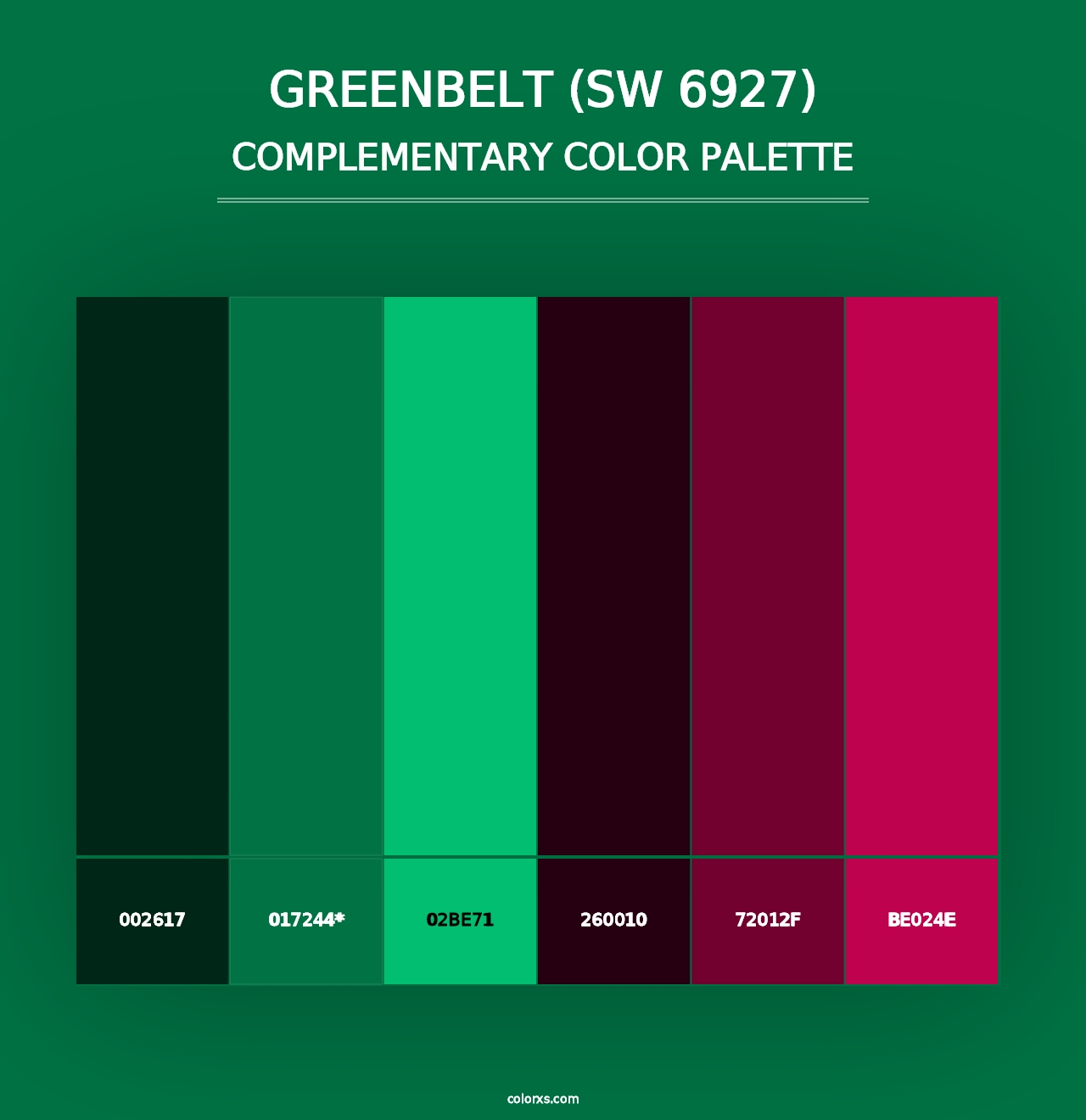 Greenbelt (SW 6927) - Complementary Color Palette