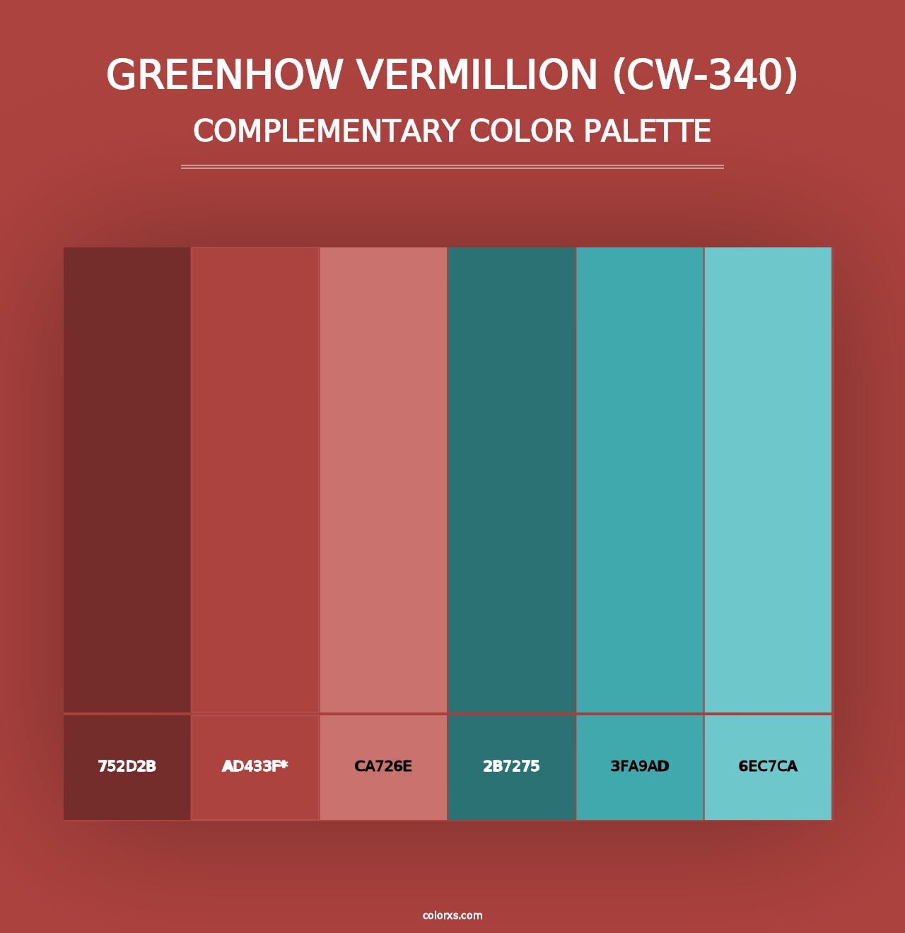 Greenhow Vermillion (CW-340) - Complementary Color Palette