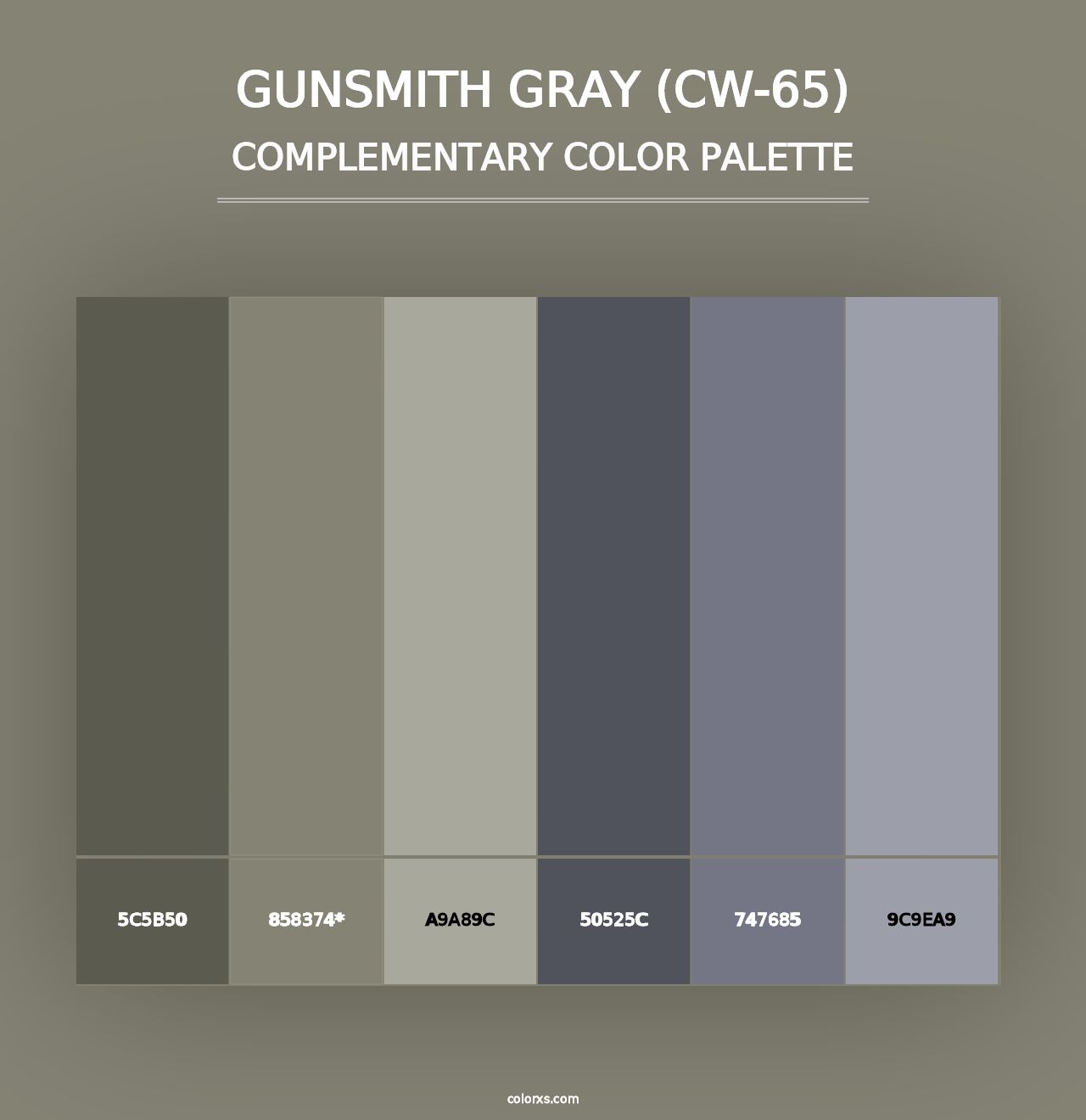 Gunsmith Gray (CW-65) - Complementary Color Palette