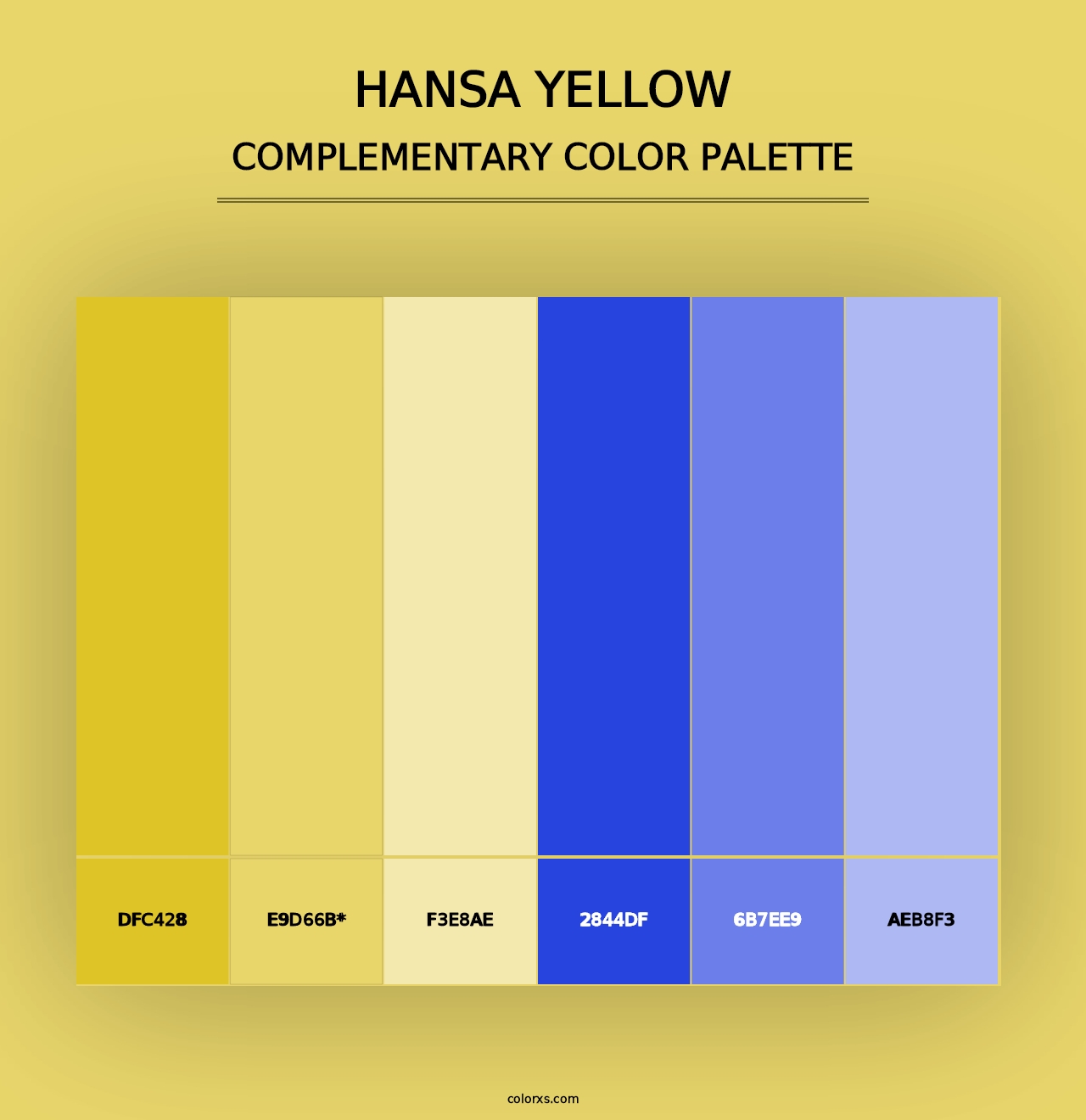 Hansa Yellow - Complementary Color Palette