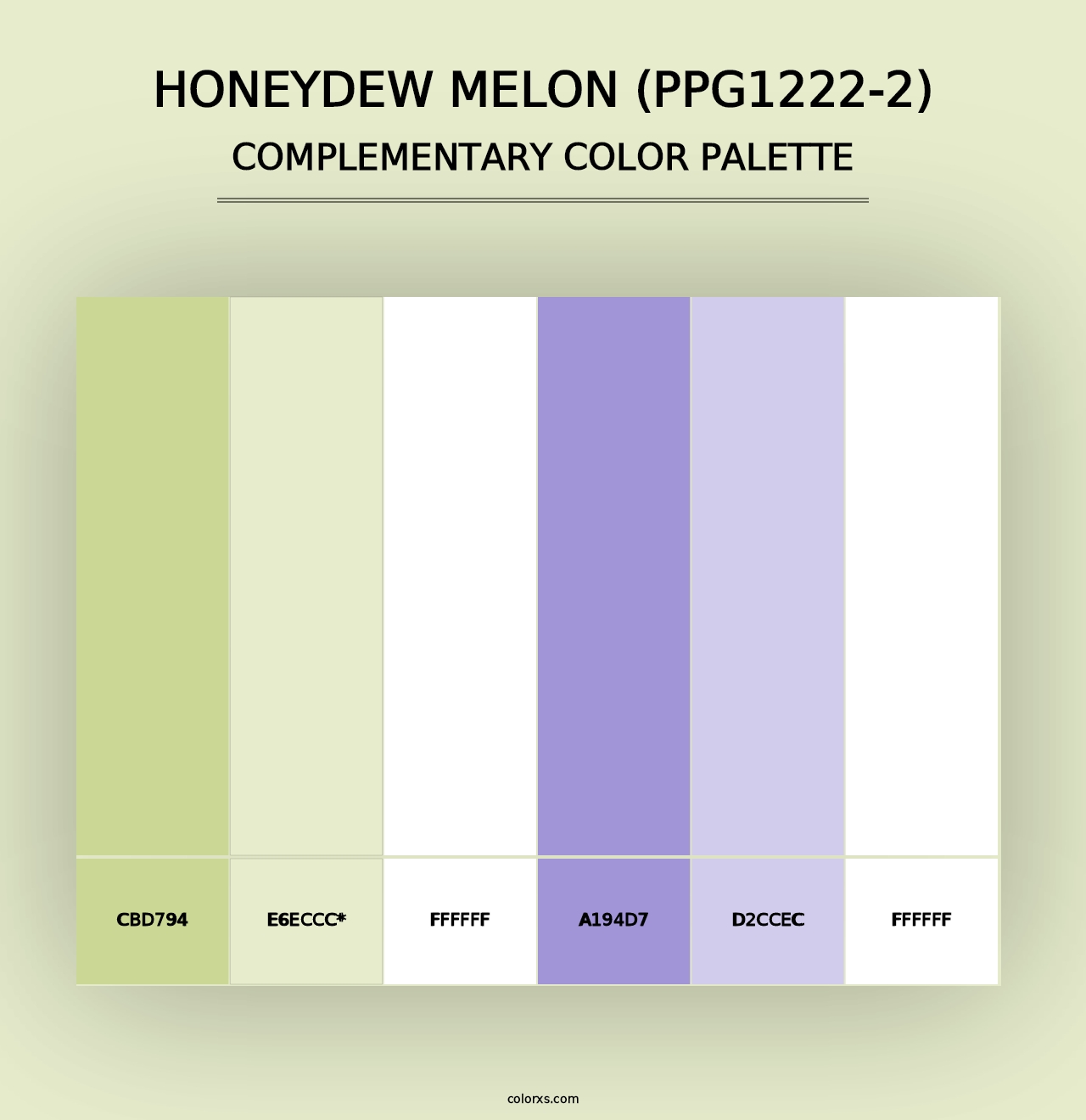 Honeydew Melon (PPG1222-2) - Complementary Color Palette