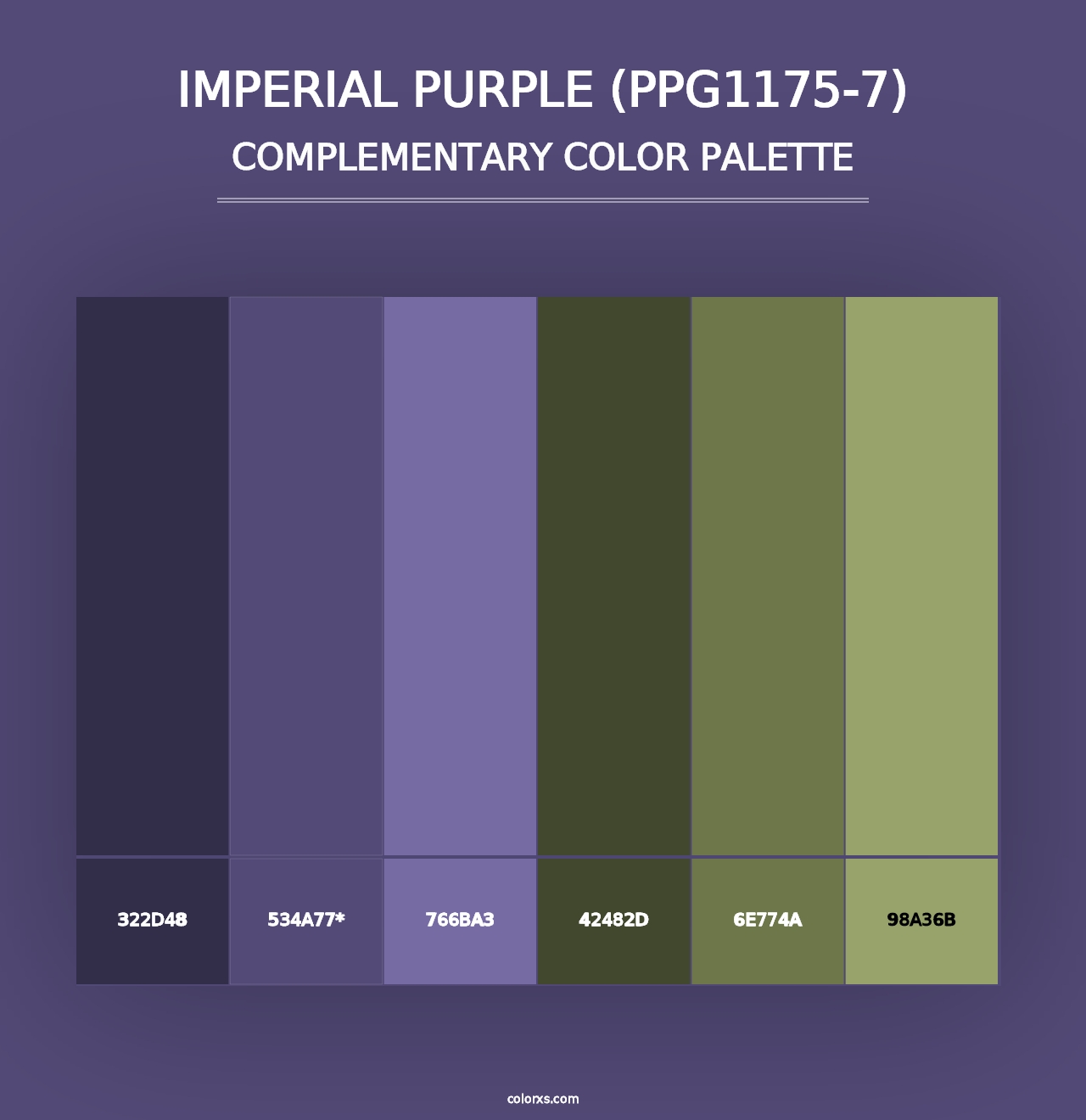 Imperial Purple (PPG1175-7) - Complementary Color Palette