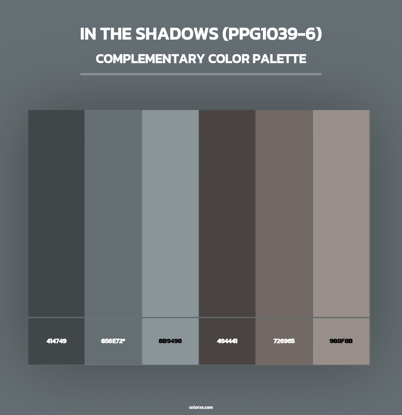 In The Shadows (PPG1039-6) - Complementary Color Palette