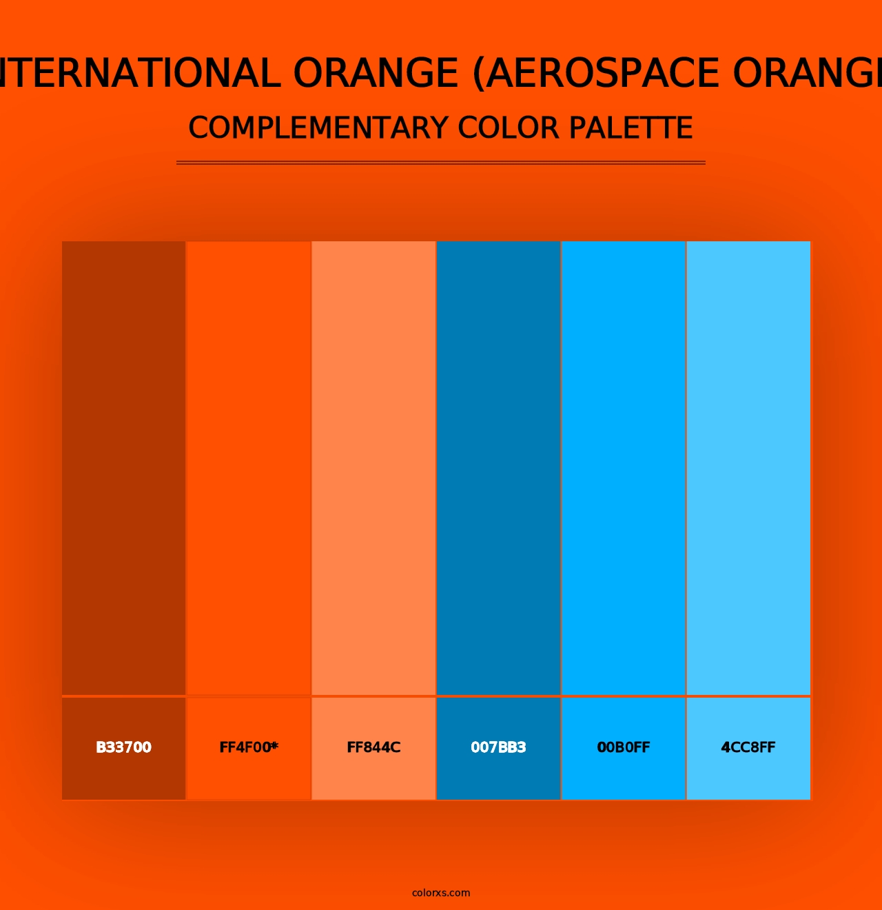 International Orange (Aerospace Orange) - Complementary Color Palette