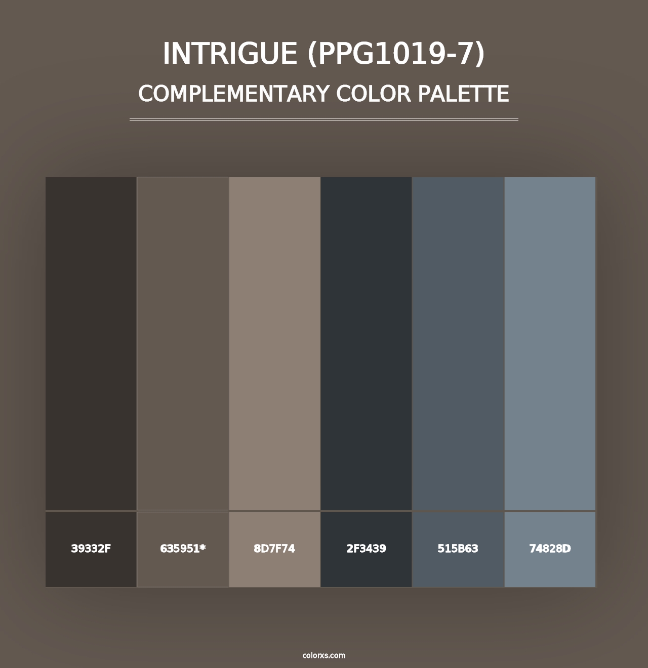 Intrigue (PPG1019-7) - Complementary Color Palette