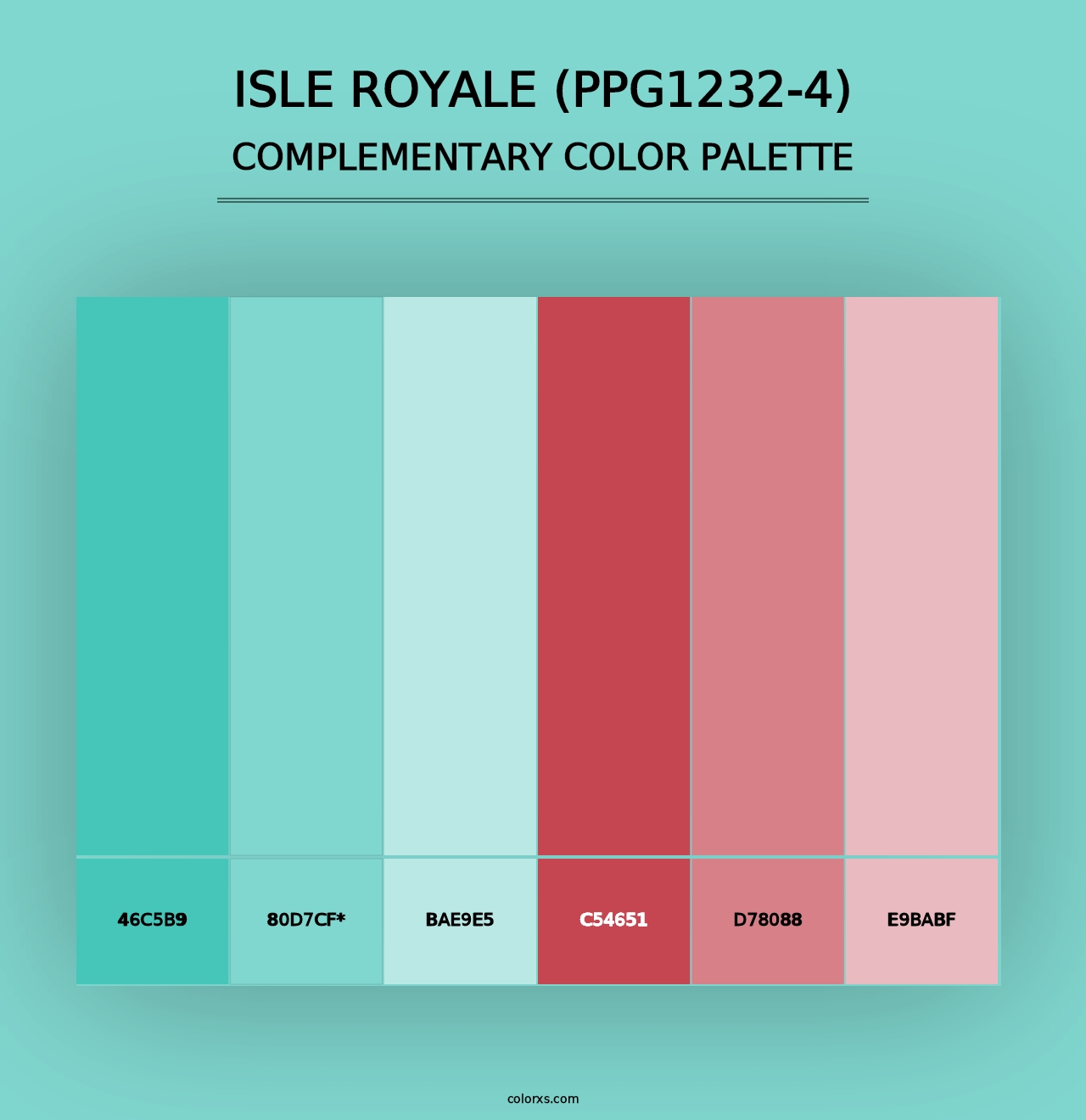 Isle Royale (PPG1232-4) - Complementary Color Palette