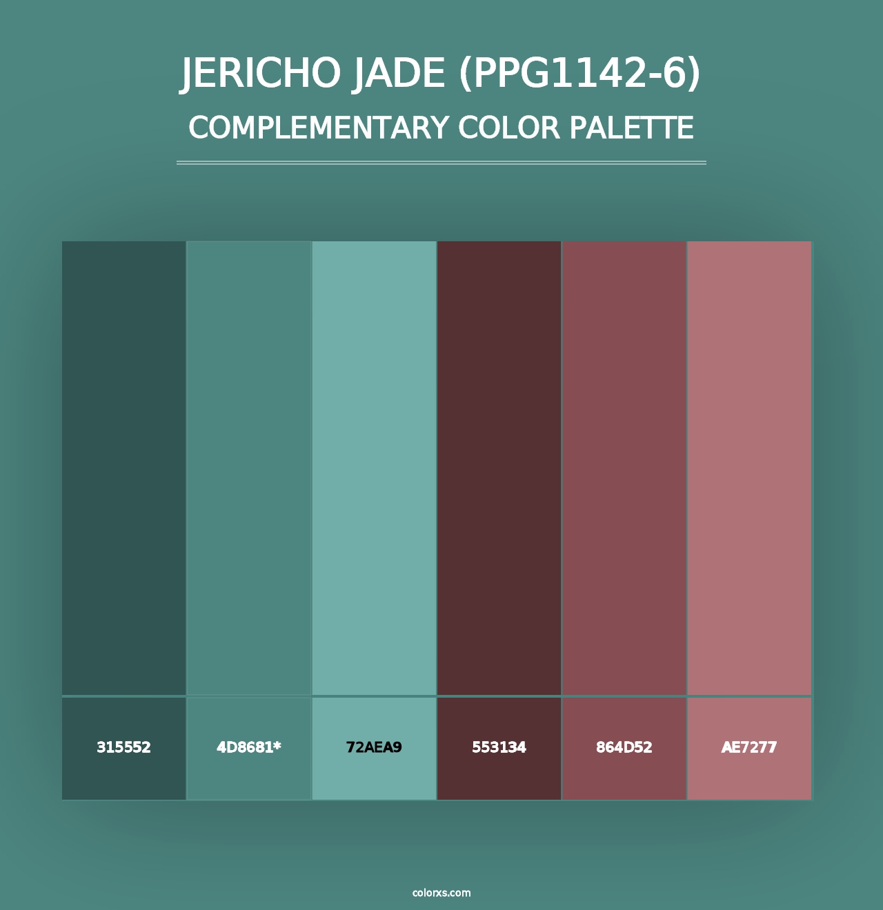 Jericho Jade (PPG1142-6) - Complementary Color Palette