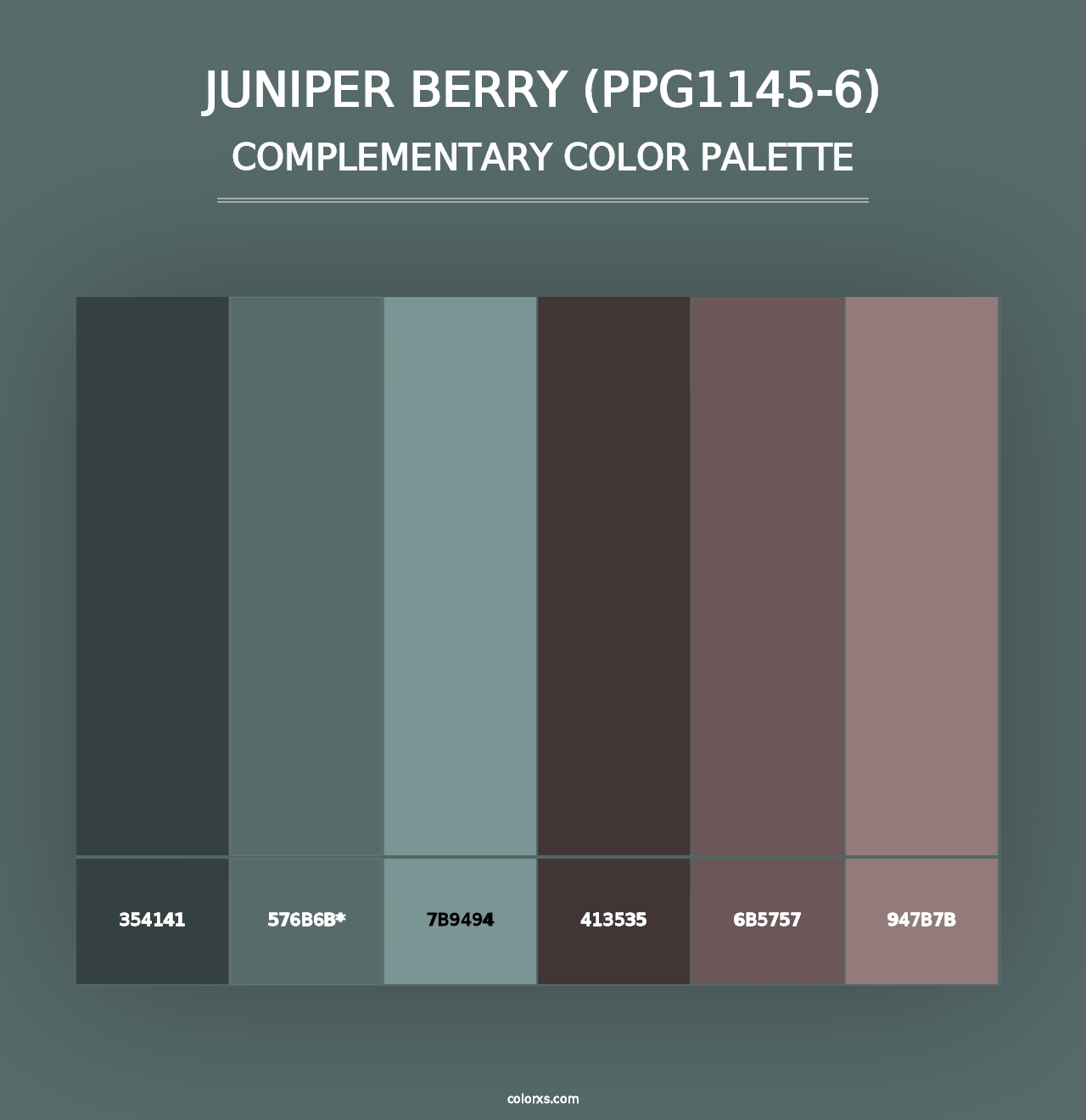 Juniper Berry (PPG1145-6) - Complementary Color Palette