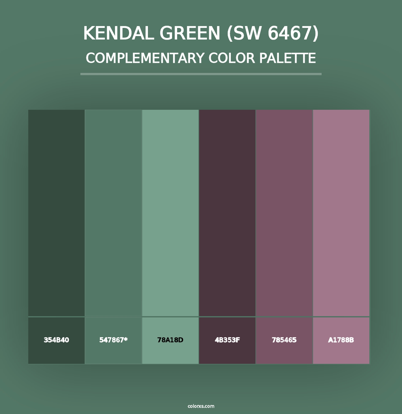 Kendal Green (SW 6467) - Complementary Color Palette