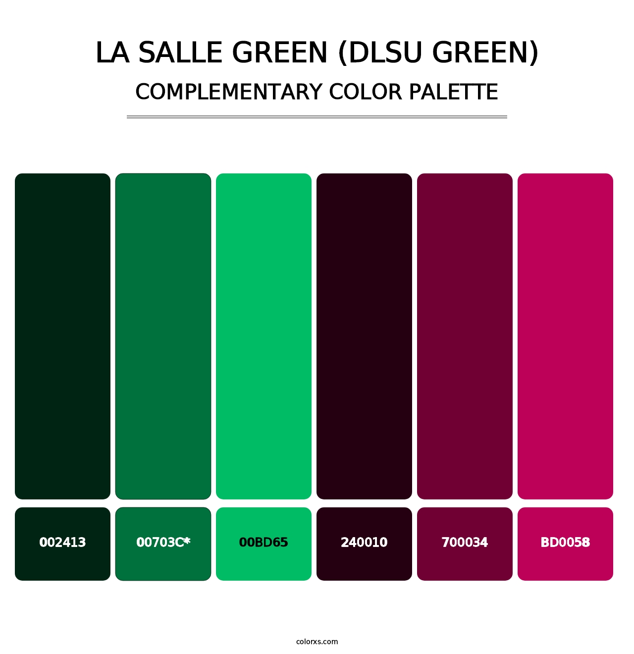 La Salle Green (DLSU Green) - Complementary Color Palette