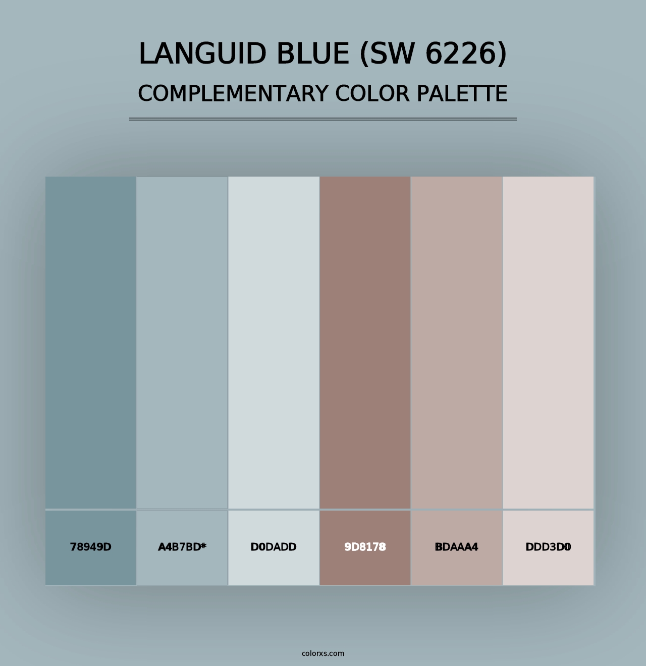 Languid Blue (SW 6226) - Complementary Color Palette