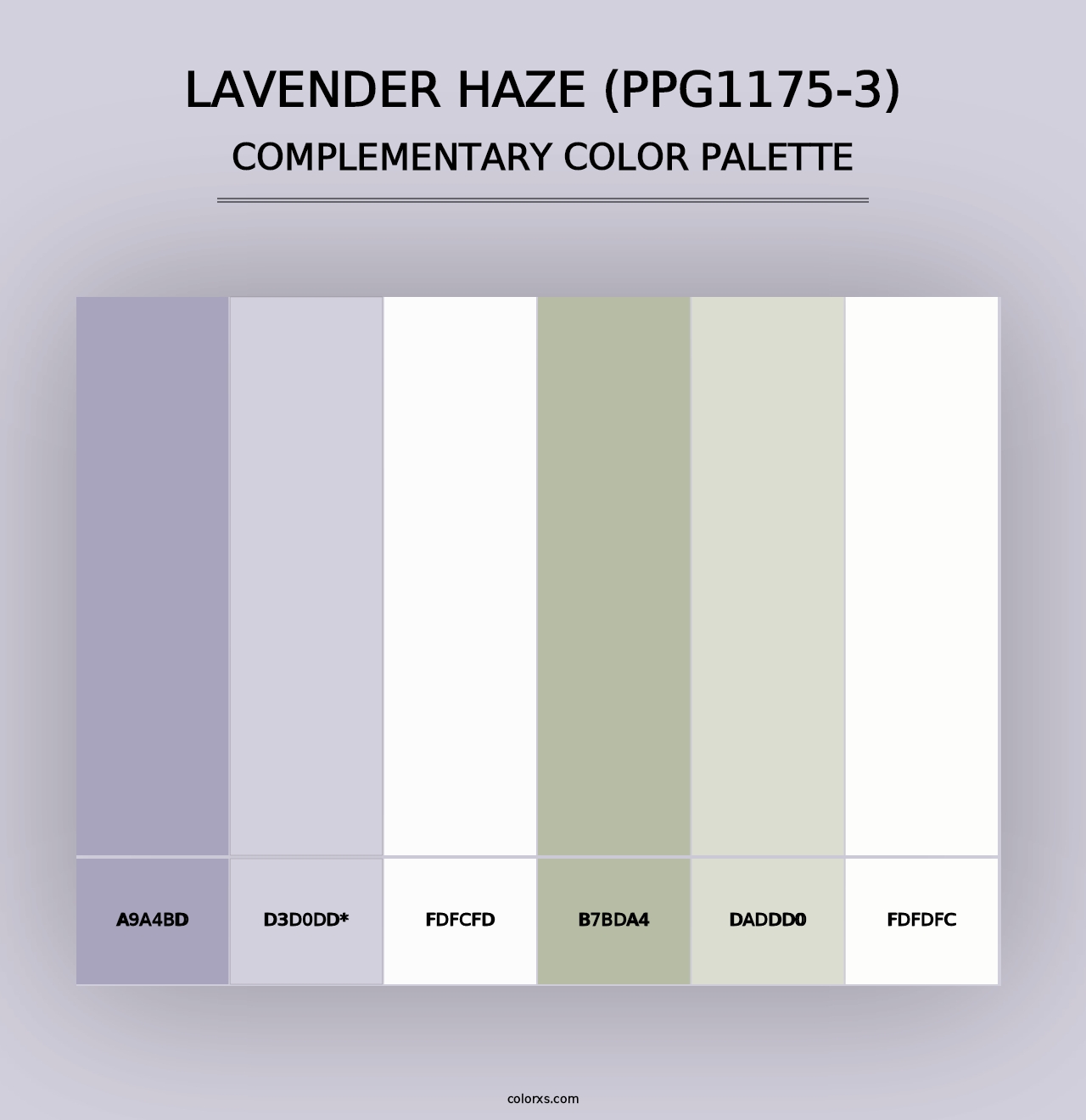 Lavender Haze (PPG1175-3) - Complementary Color Palette