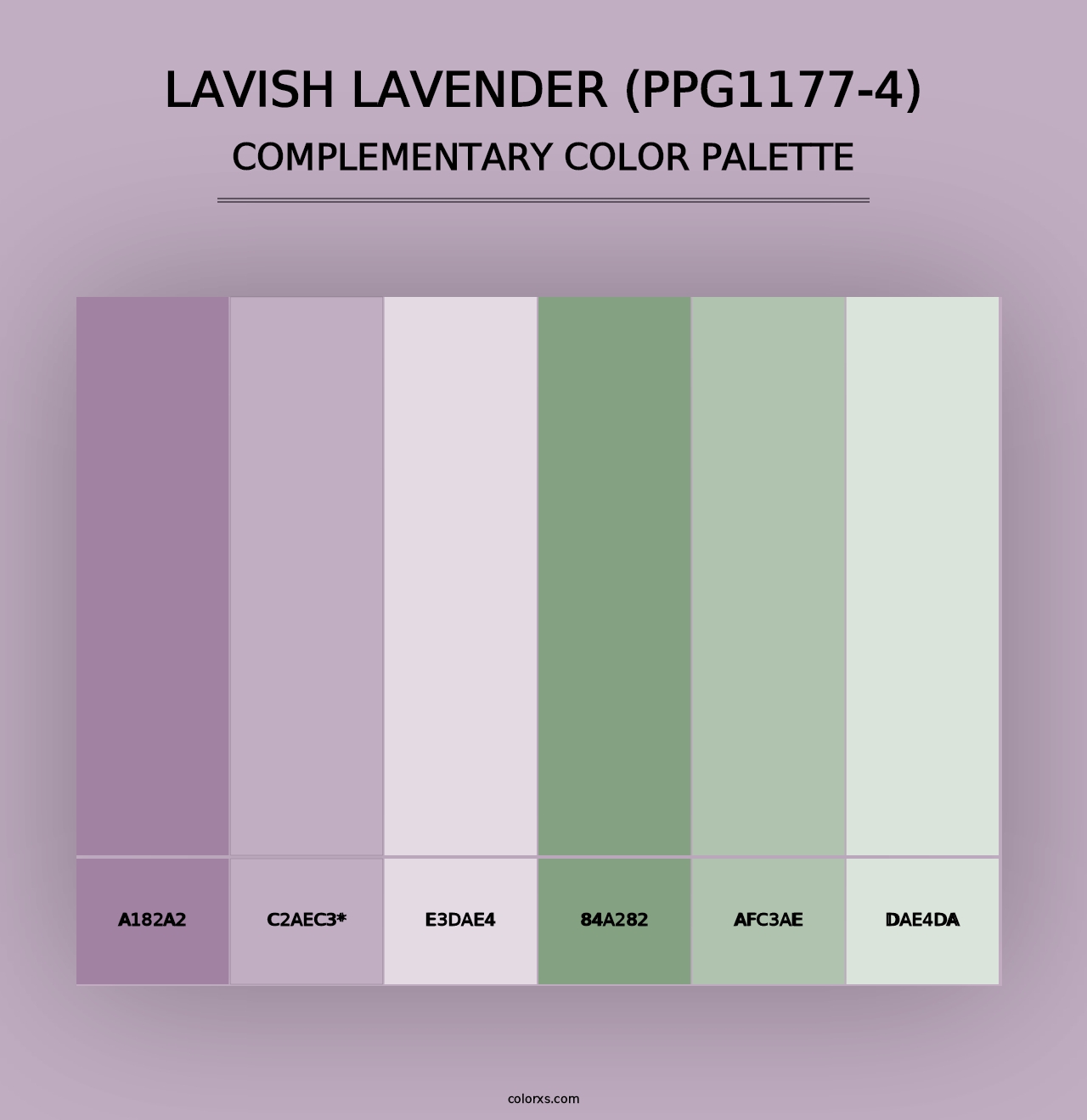 Lavish Lavender (PPG1177-4) - Complementary Color Palette