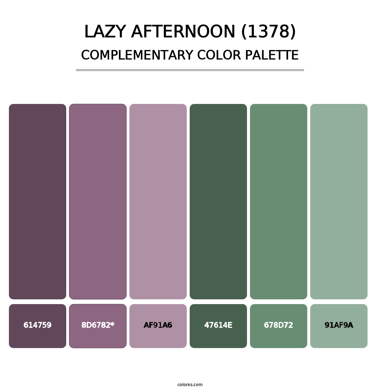 Lazy Afternoon (1378) - Complementary Color Palette