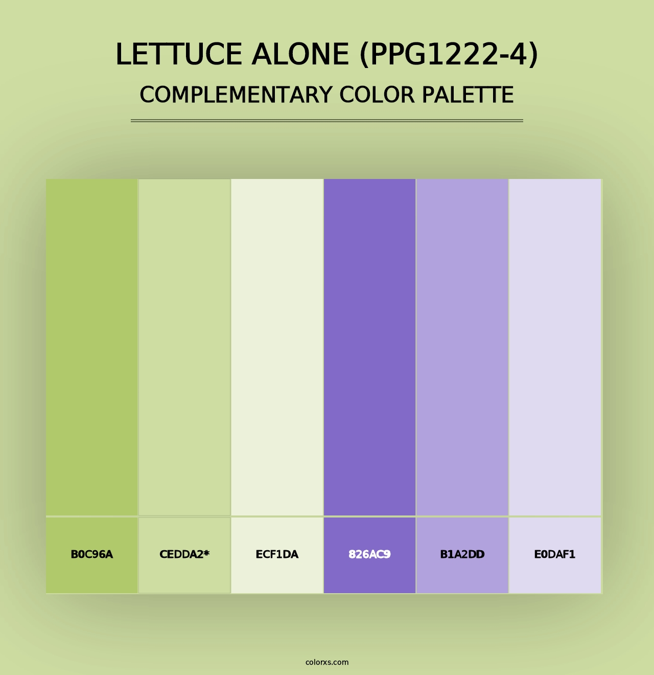 Lettuce Alone (PPG1222-4) - Complementary Color Palette