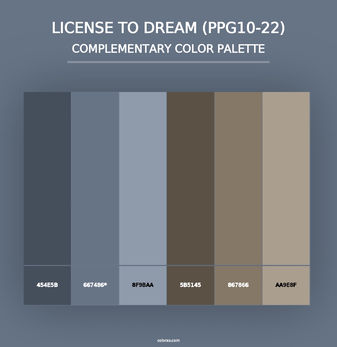 License To Dream (PPG10-22) - Complementary Color Palette