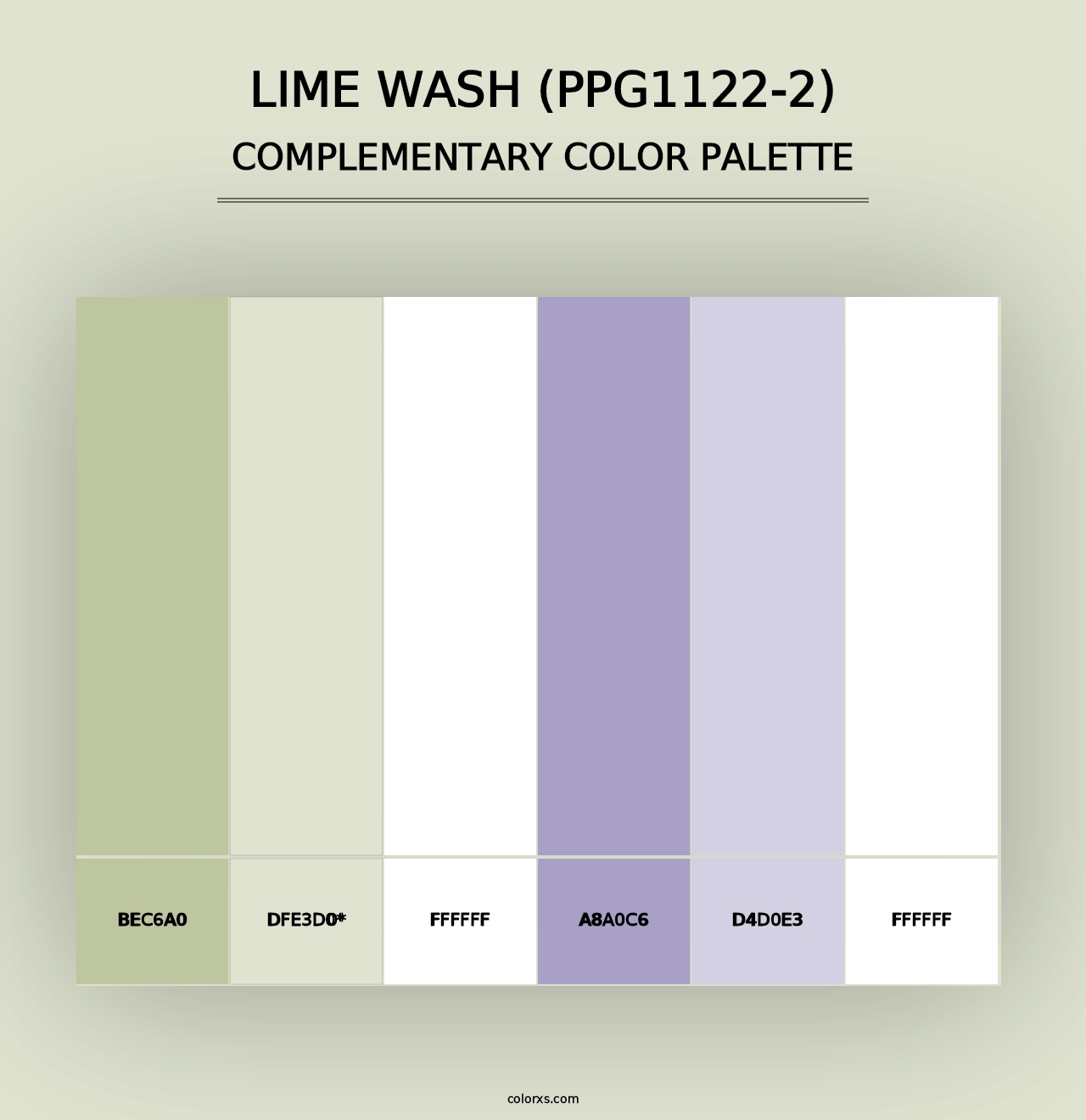 Lime Wash (PPG1122-2) - Complementary Color Palette