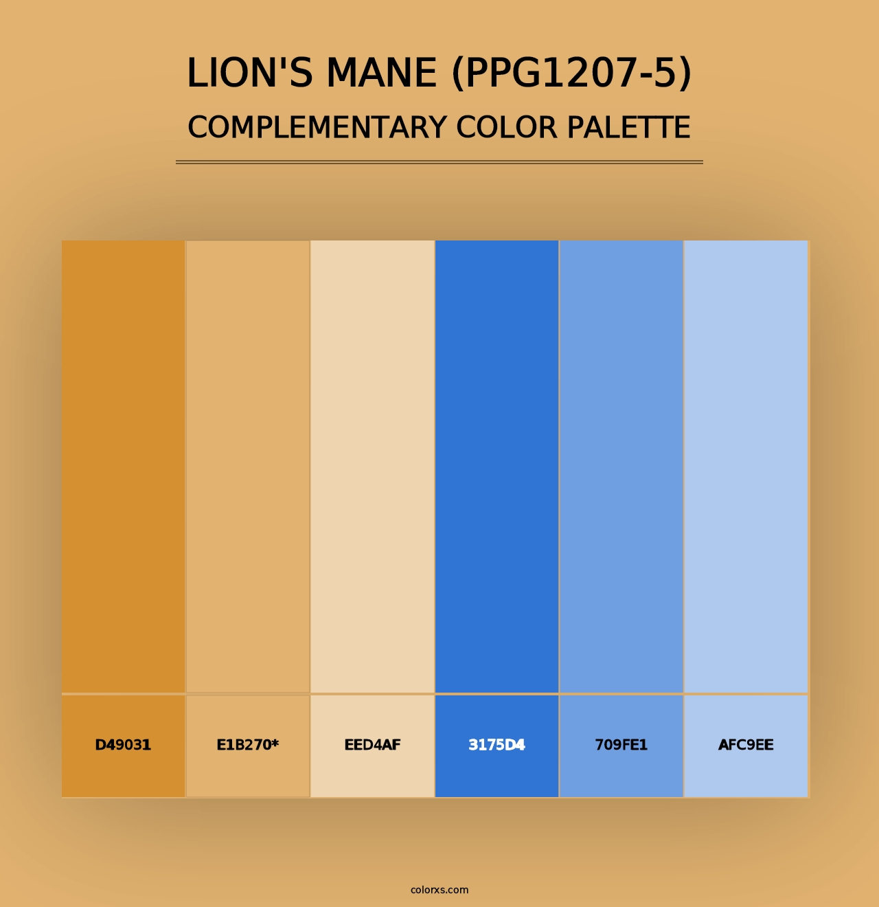 Lion's Mane (PPG1207-5) - Complementary Color Palette