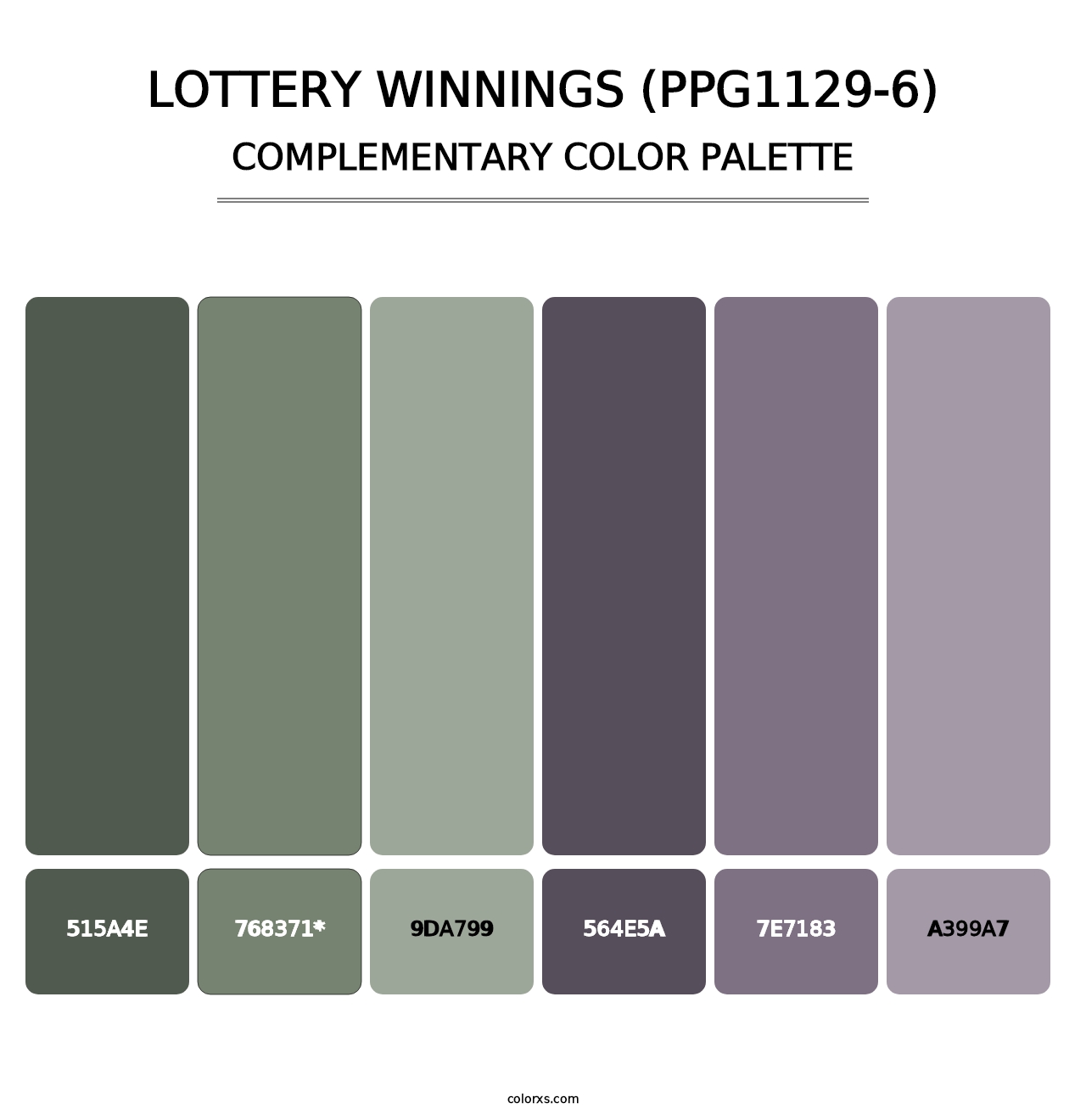 Lottery Winnings (PPG1129-6) - Complementary Color Palette