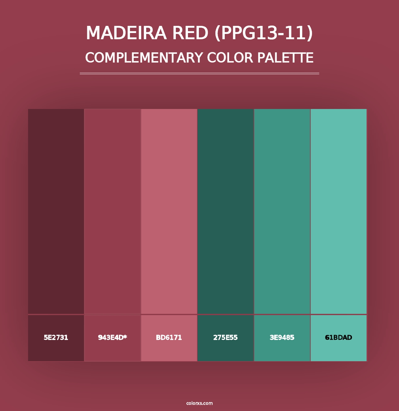 Madeira Red (PPG13-11) - Complementary Color Palette