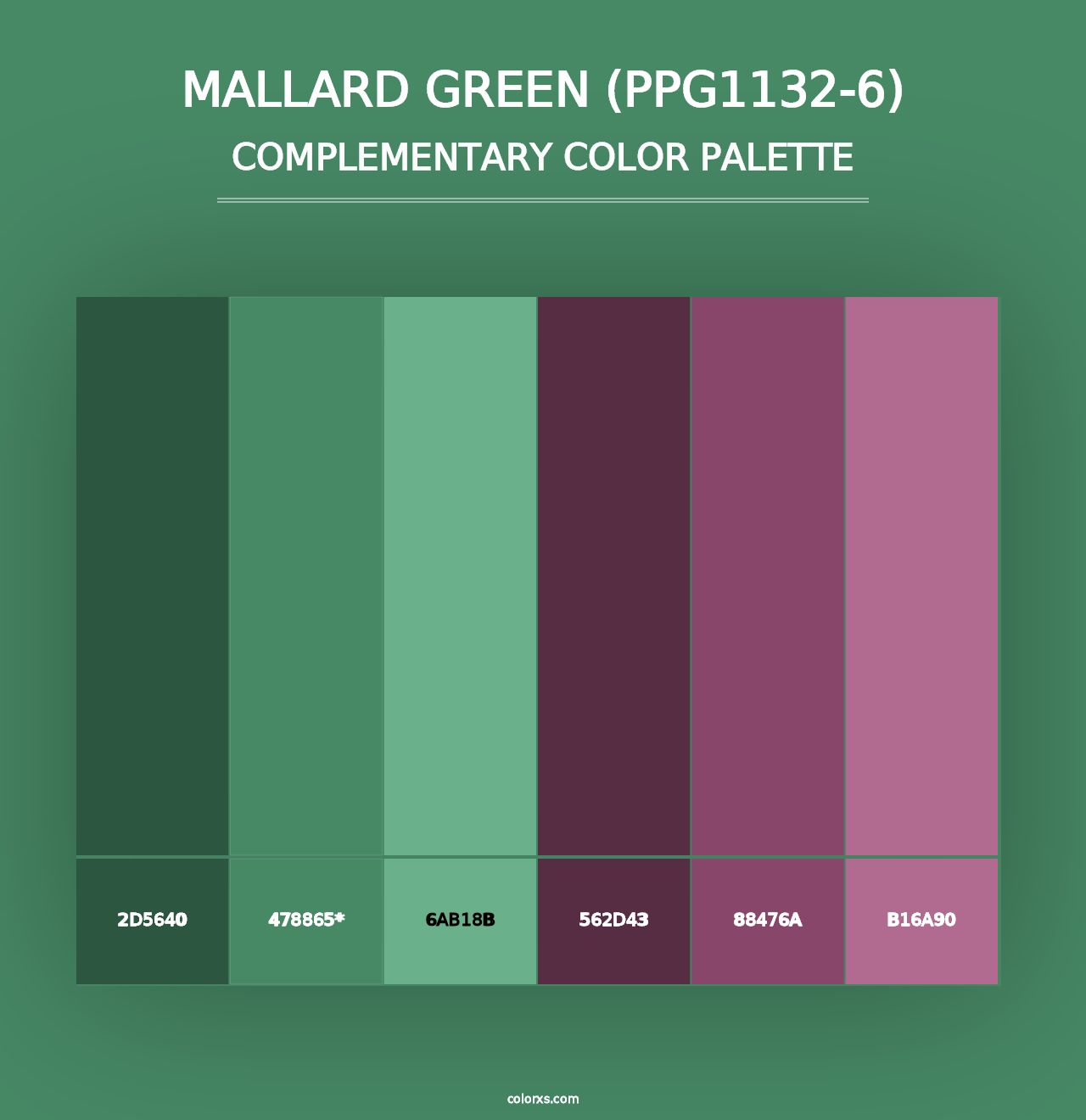 Mallard Green (PPG1132-6) - Complementary Color Palette