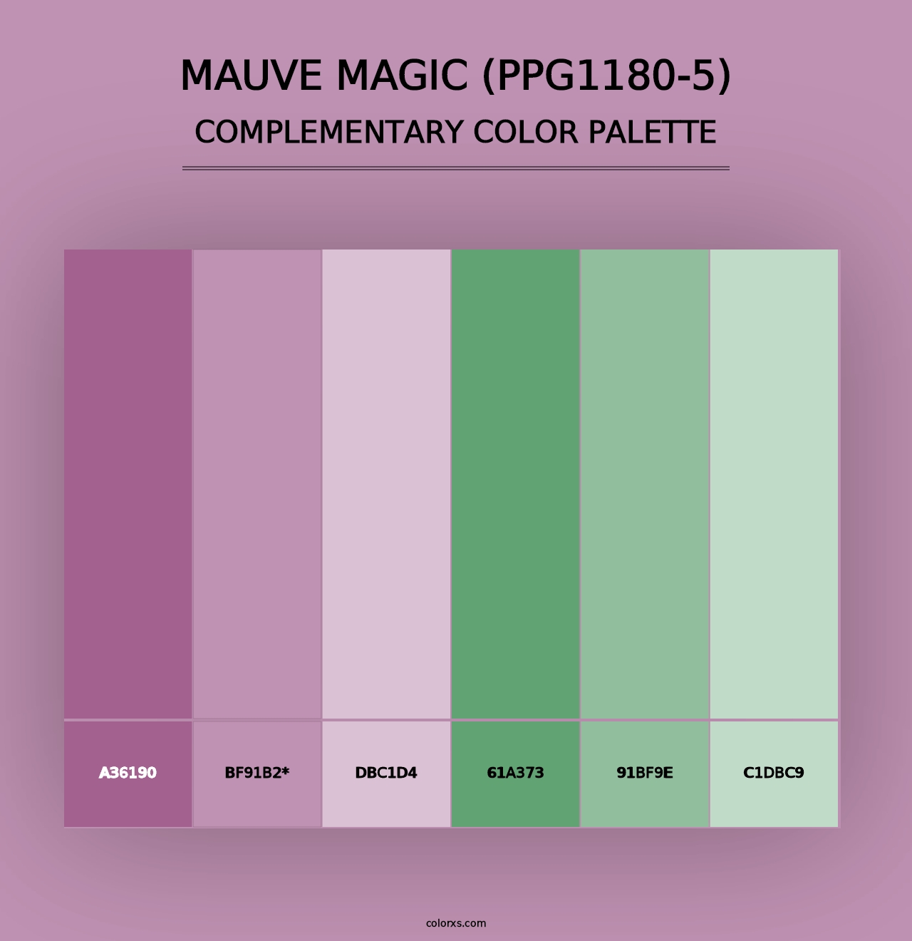 Mauve Magic (PPG1180-5) - Complementary Color Palette