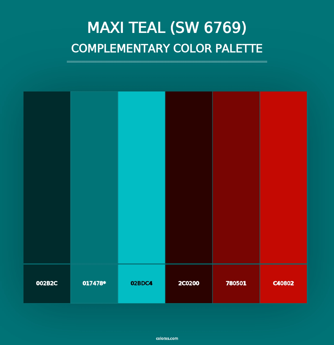 Maxi Teal (SW 6769) - Complementary Color Palette