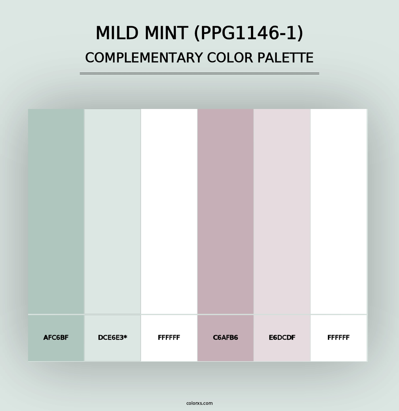 Mild Mint (PPG1146-1) - Complementary Color Palette