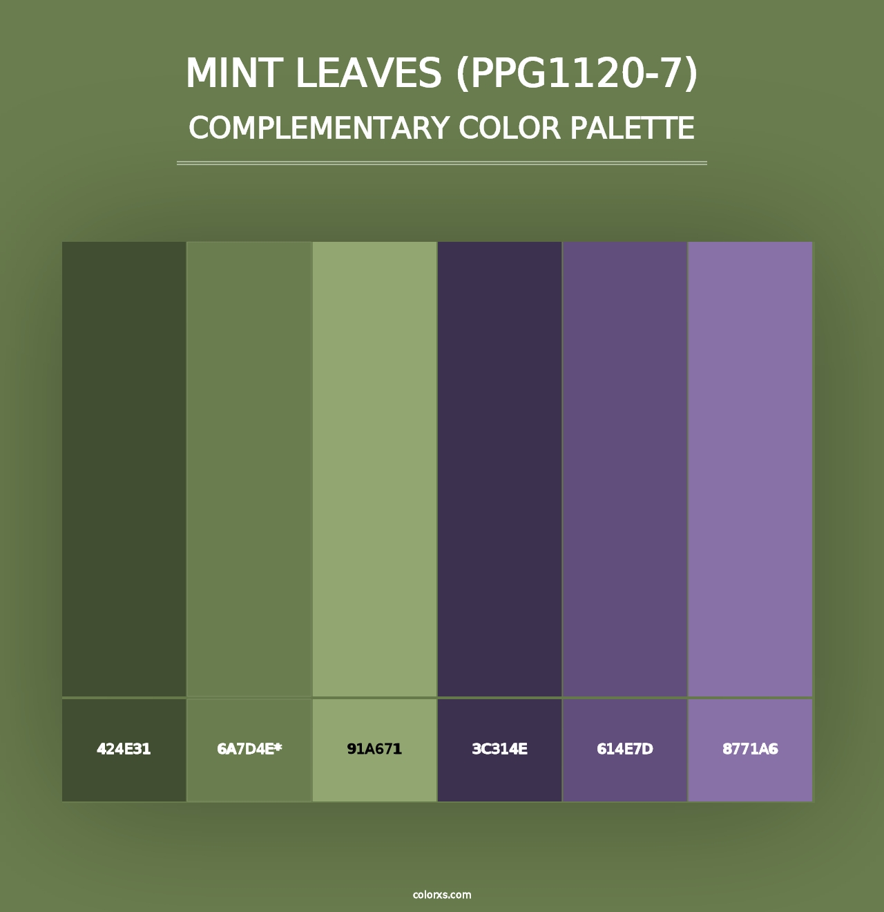 Mint Leaves (PPG1120-7) - Complementary Color Palette