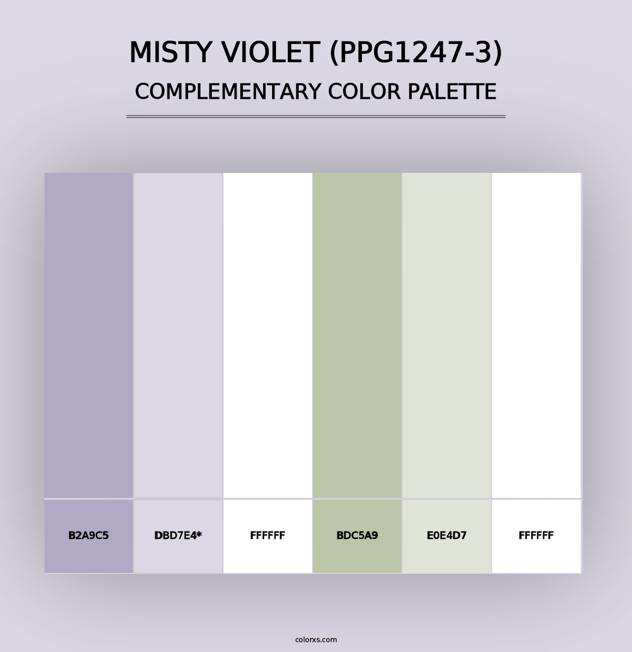 Misty Violet (PPG1247-3) - Complementary Color Palette