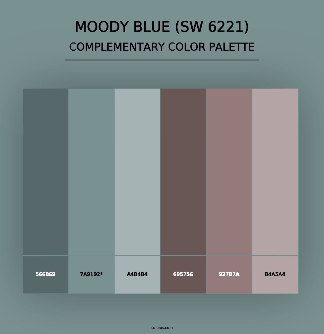 Moody Blue (SW 6221) - Complementary Color Palette