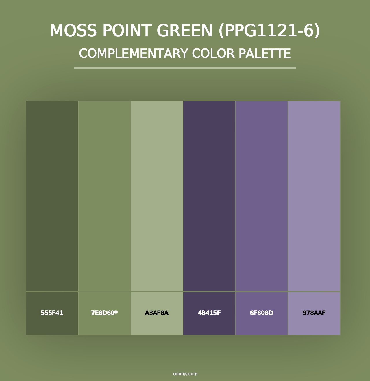 Moss Point Green (PPG1121-6) - Complementary Color Palette