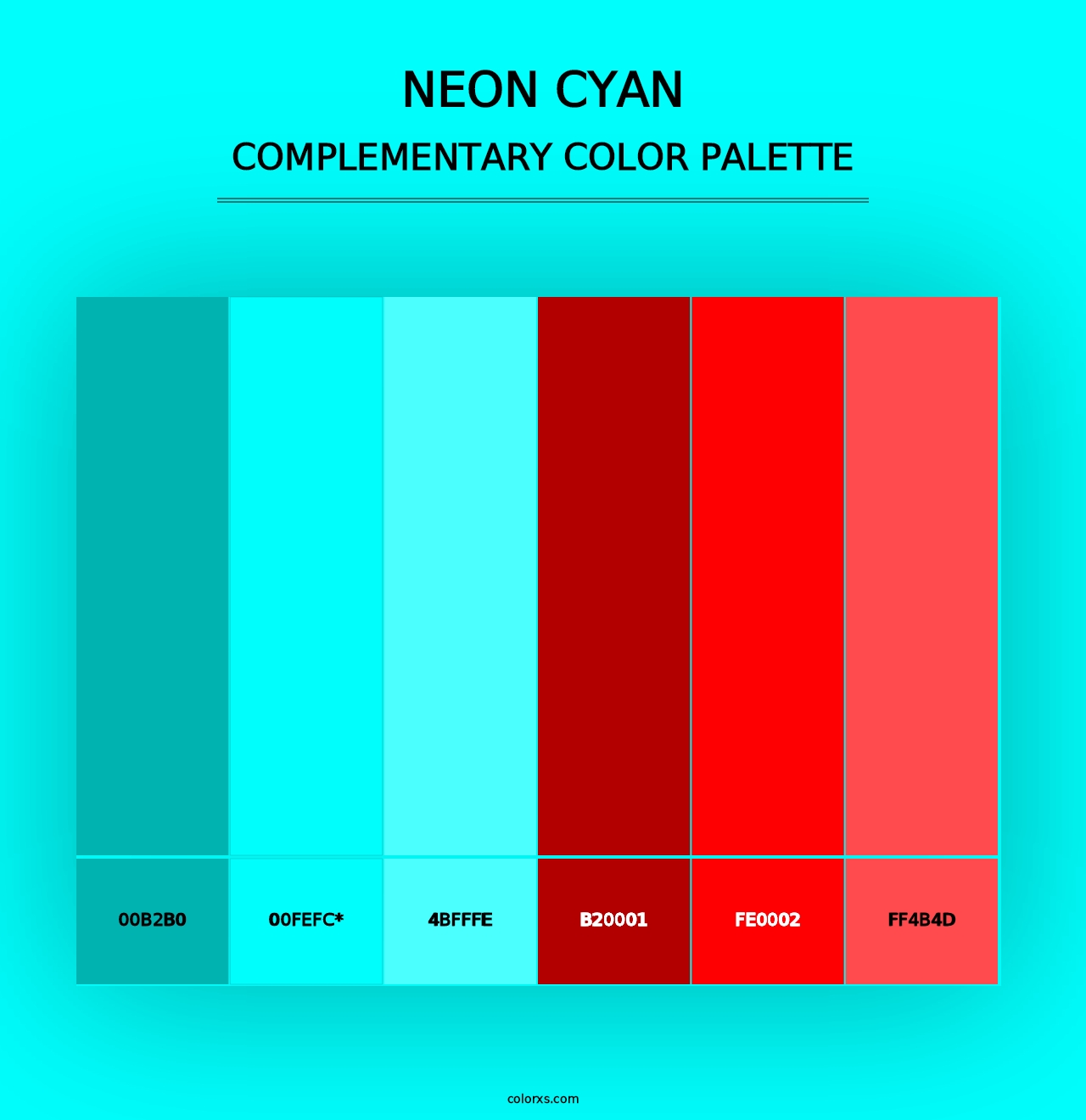 Neon Cyan - Complementary Color Palette