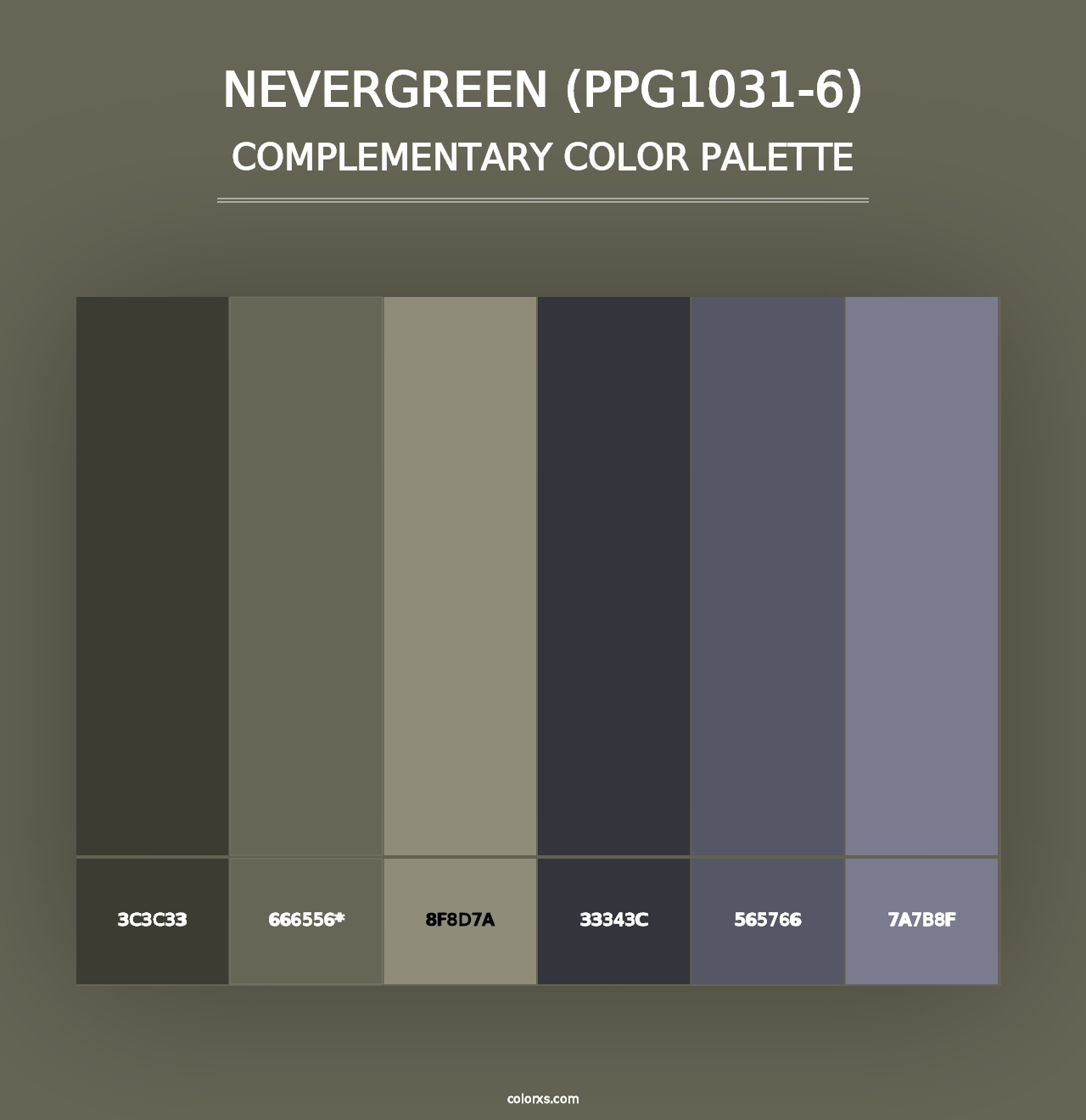 Nevergreen (PPG1031-6) - Complementary Color Palette