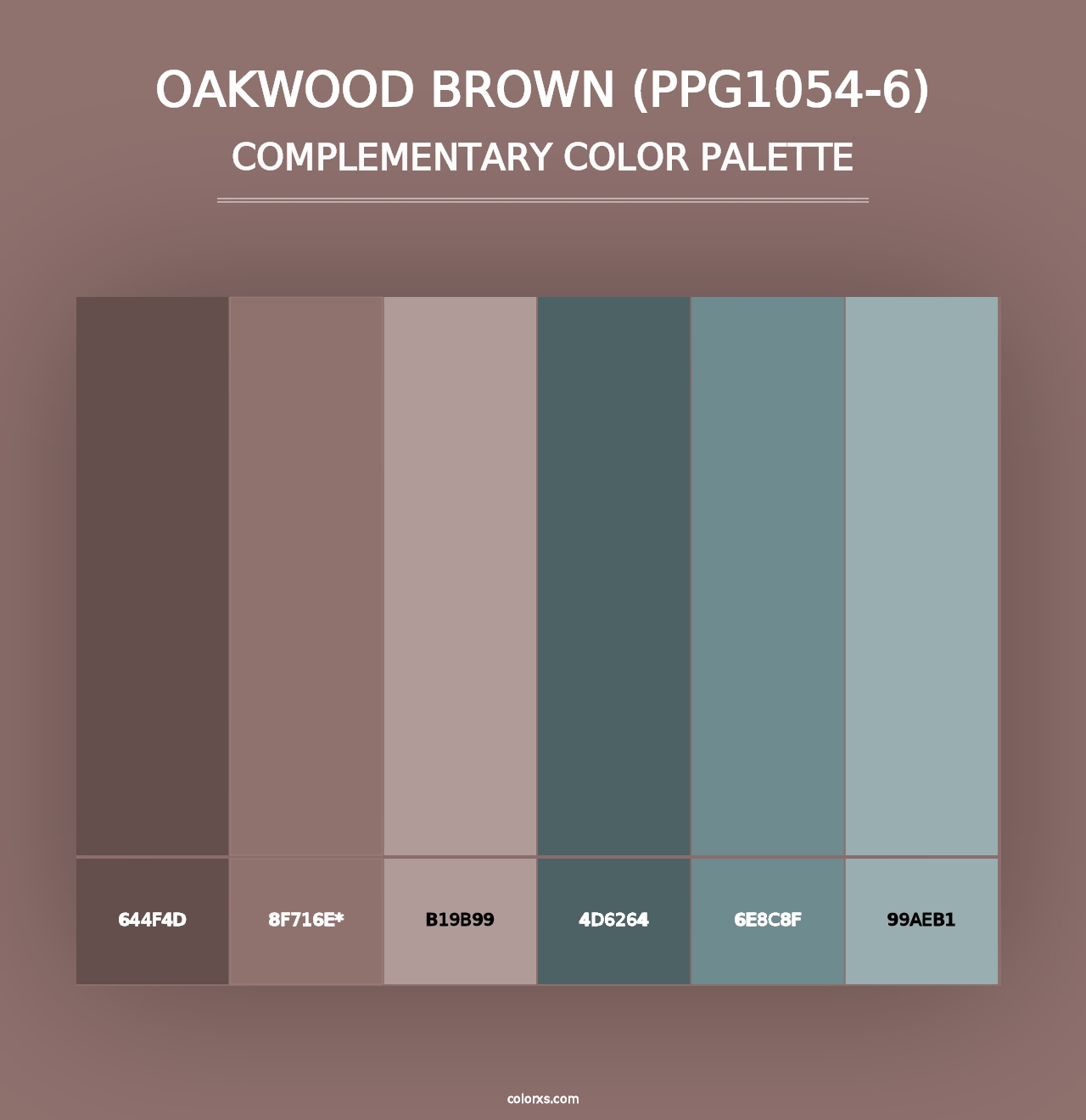 Oakwood Brown (PPG1054-6) - Complementary Color Palette