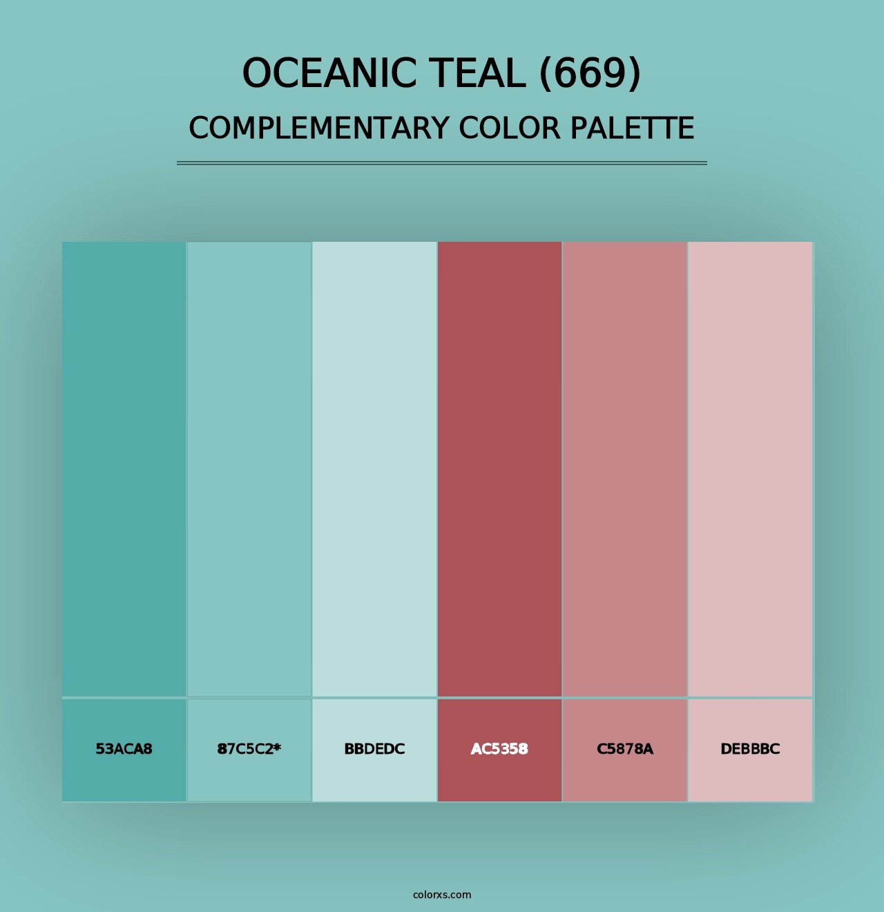 Oceanic Teal (669) - Complementary Color Palette