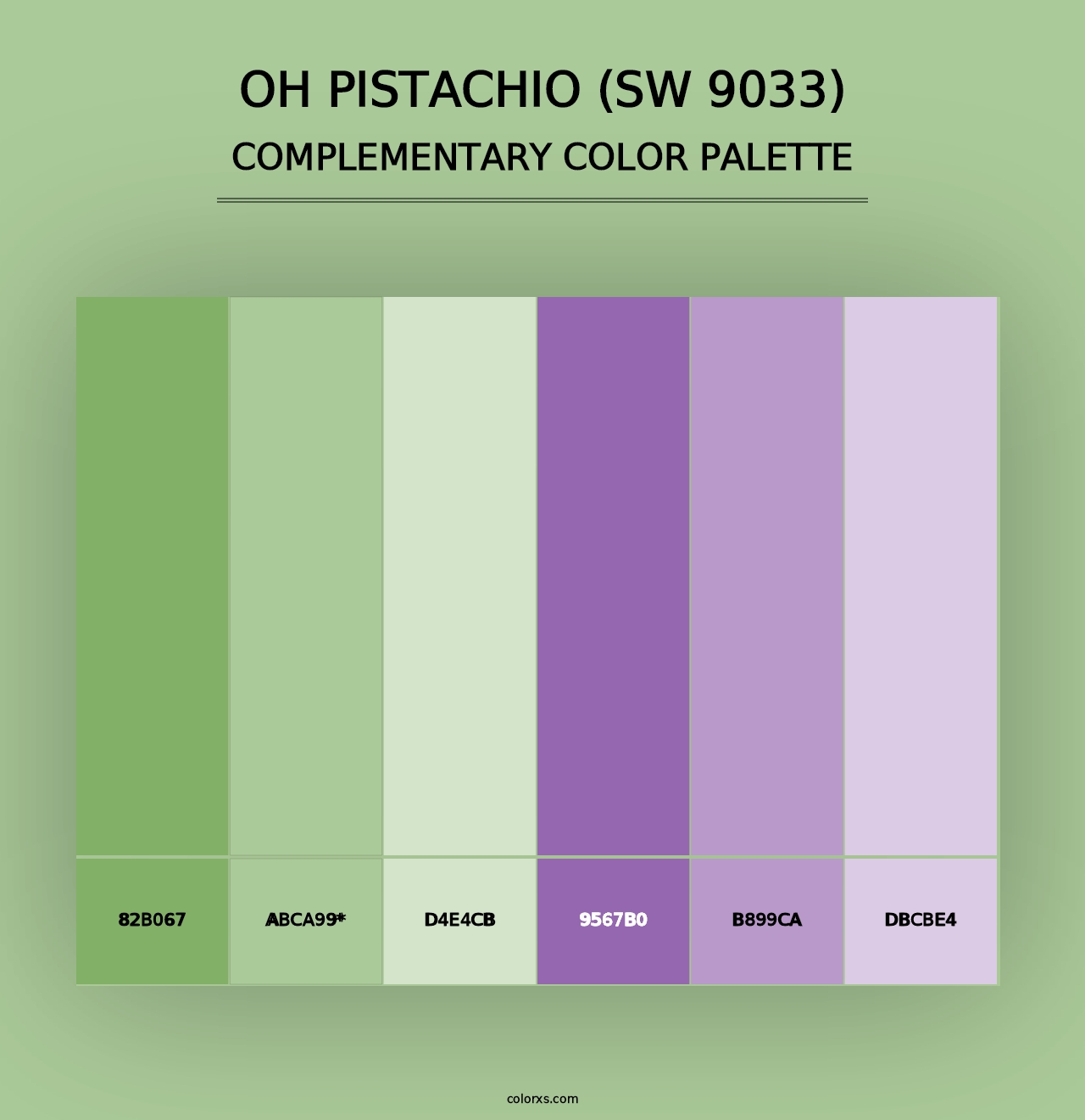 Oh Pistachio (SW 9033) - Complementary Color Palette