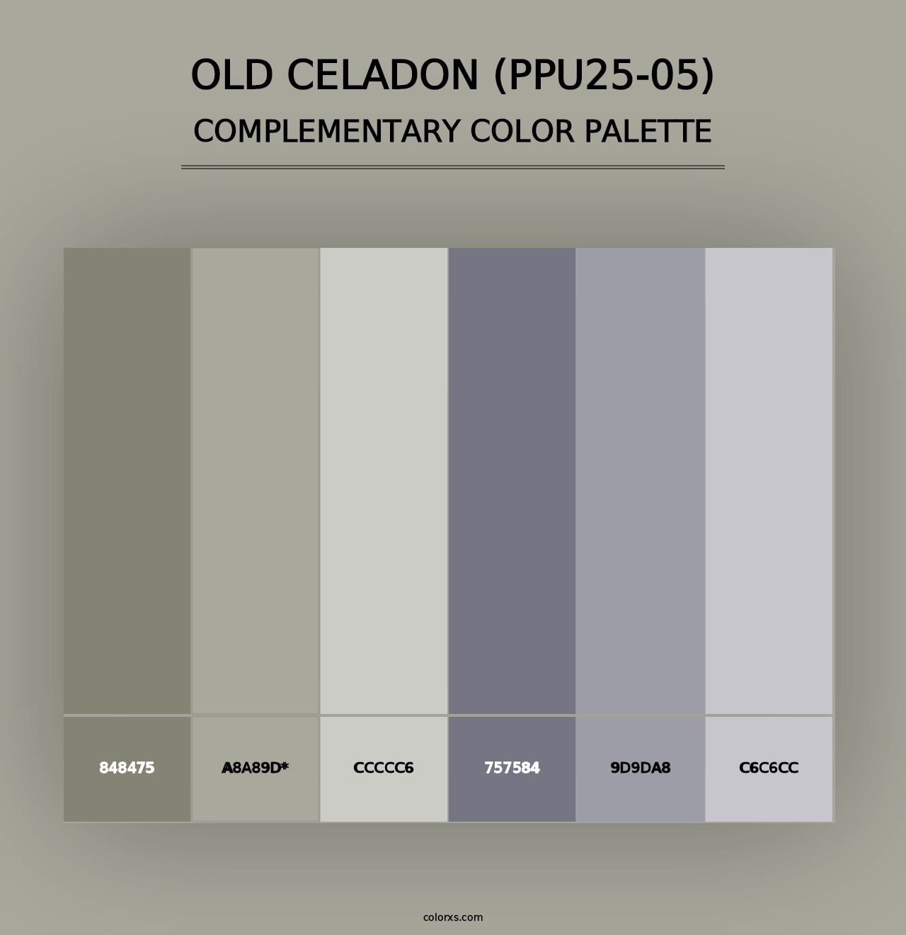 Old Celadon (PPU25-05) - Complementary Color Palette