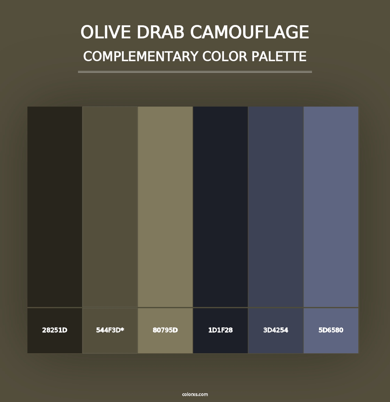 Olive drab Camouflage - Complementary Color Palette