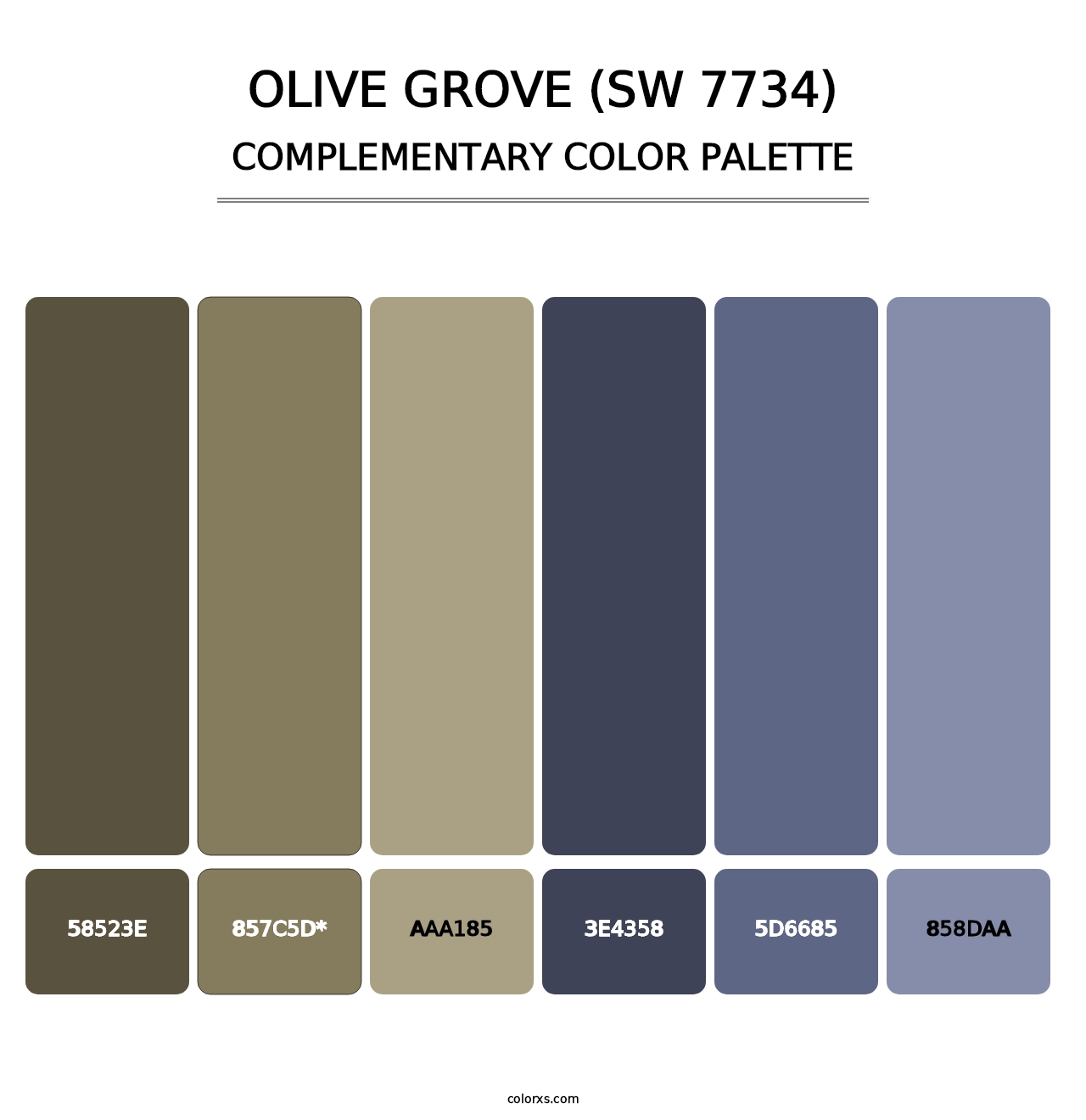 Olive Grove (SW 7734) - Complementary Color Palette