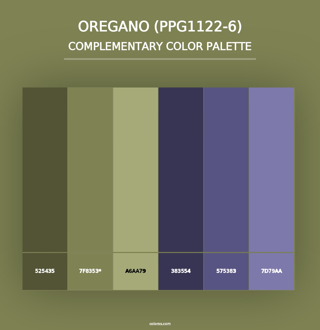 Oregano (PPG1122-6) - Complementary Color Palette