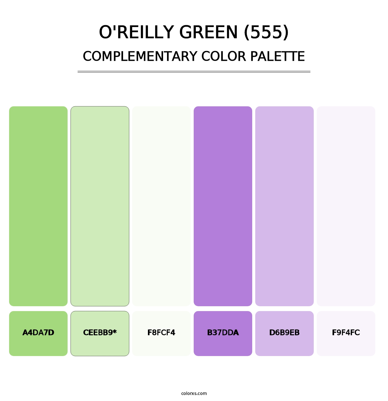 O'Reilly Green (555) - Complementary Color Palette