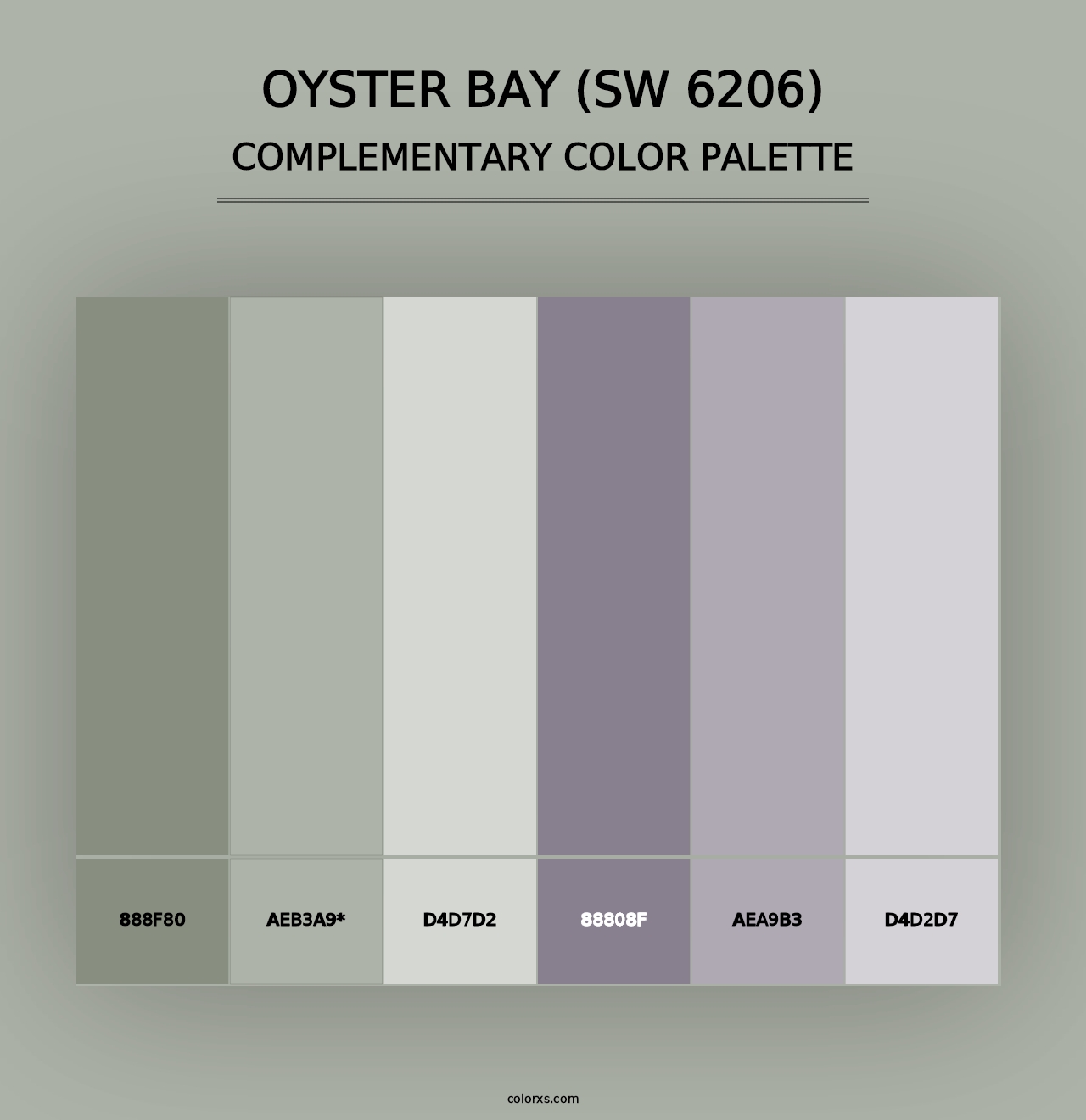 Oyster Bay (SW 6206) - Complementary Color Palette